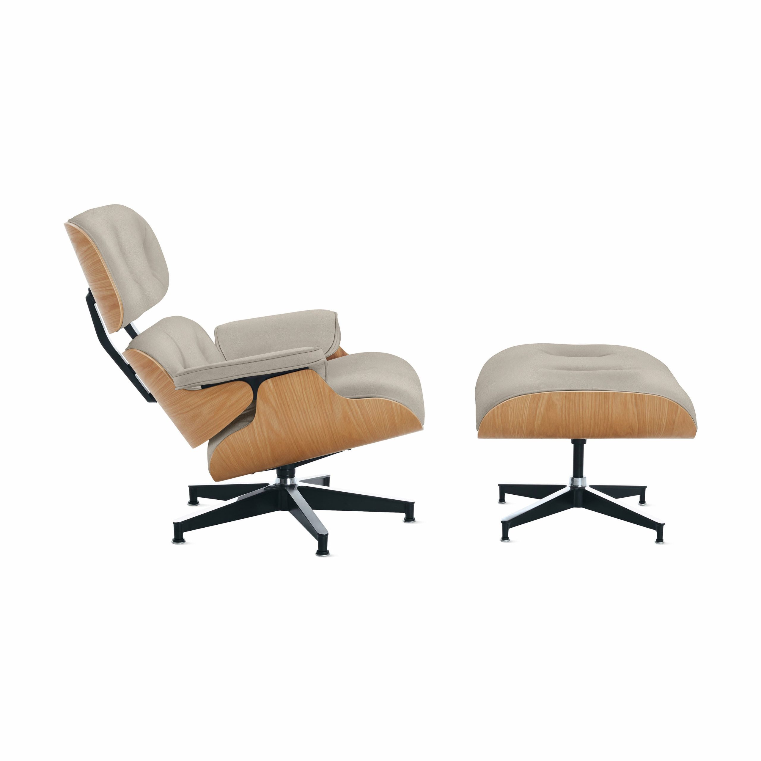 Eames® Lounge Chair and Ottoman from Herman Miller - Oak/ Timbre Cream Leather