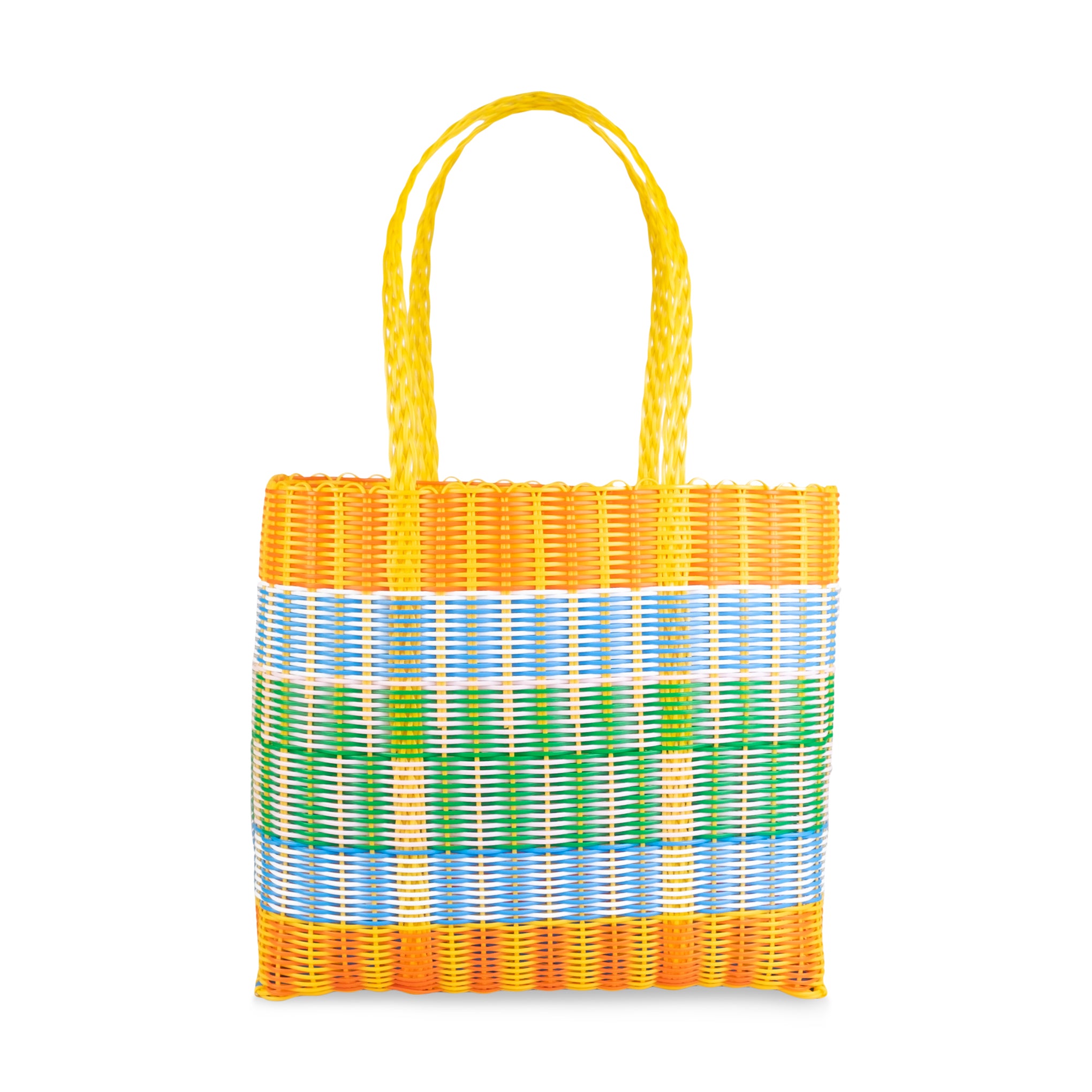 Rayas Multi-Colored Recycled Plastic Basket Bag - Loco Citrus