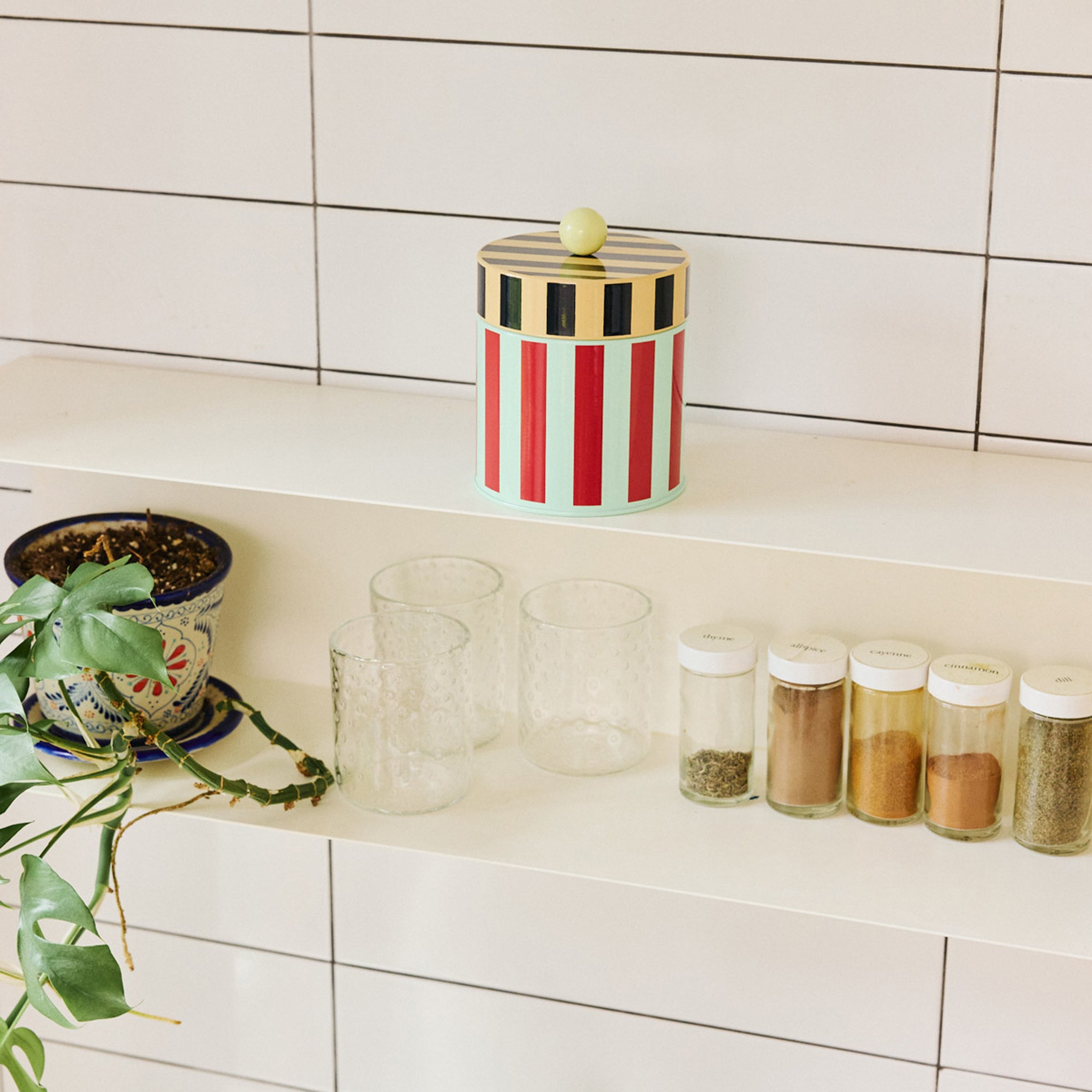 Dusen Dusen Striped Canister - Red/Blue - Image 3