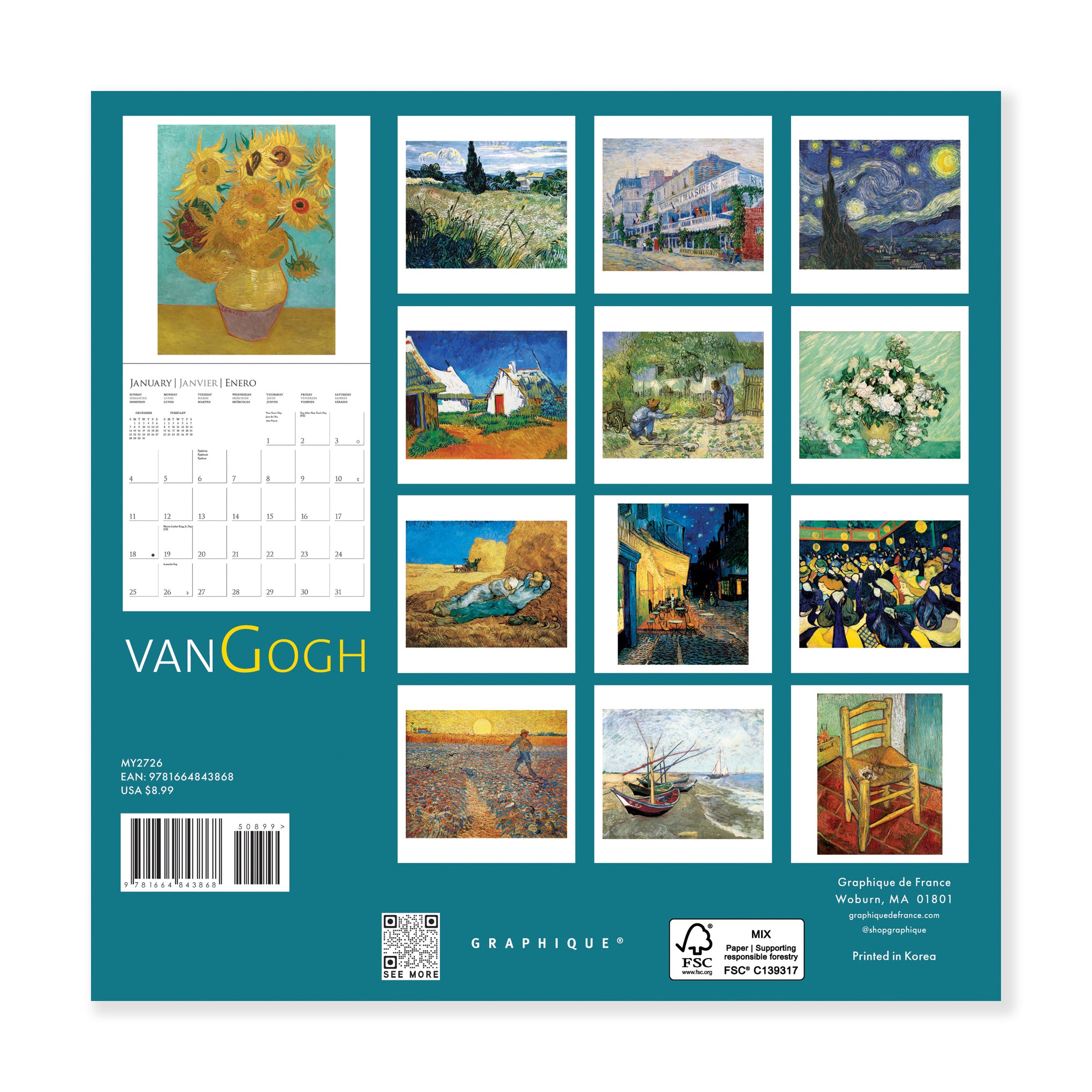 2026 Vincent van Gogh Mini Calendar - Image 3