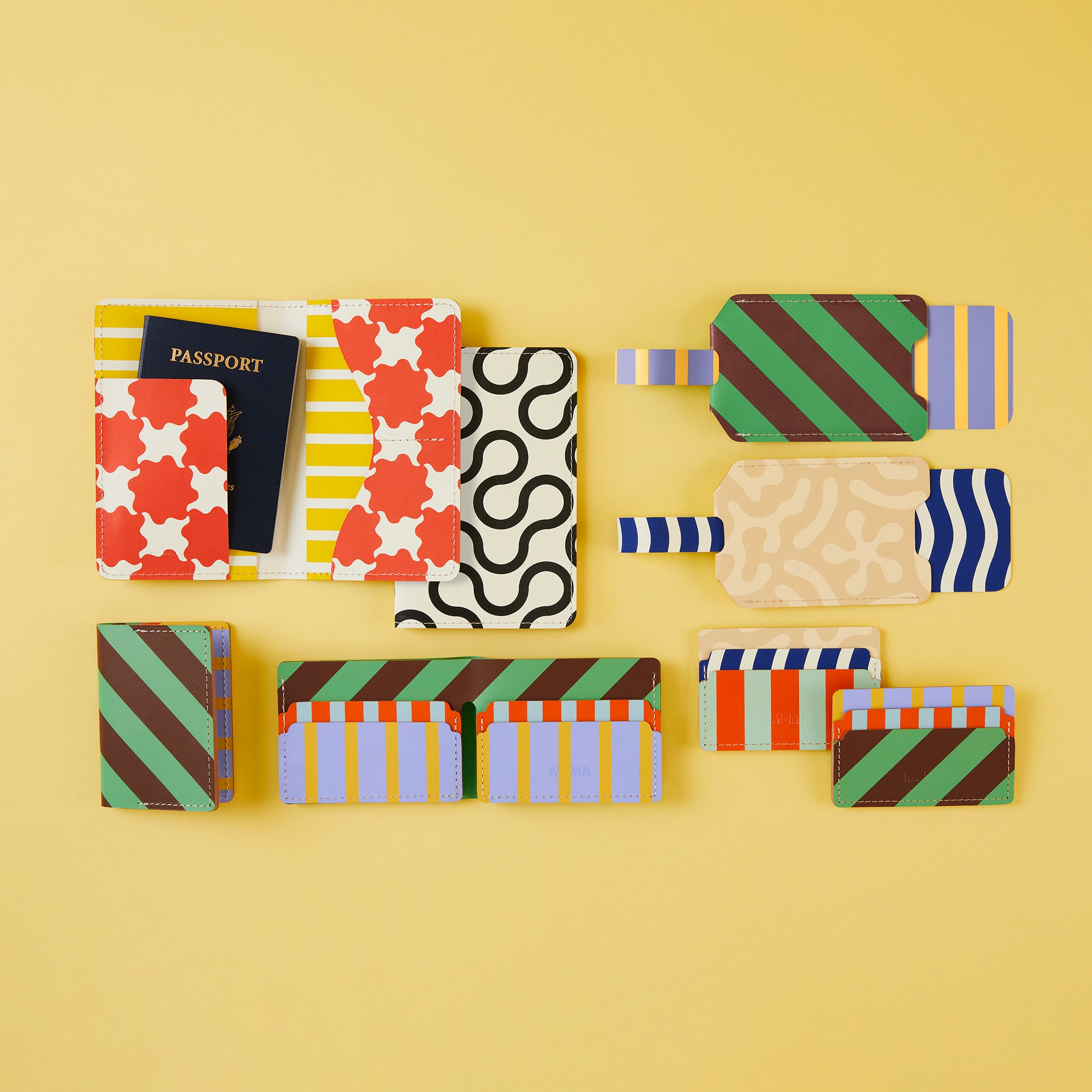 Dusen Dusen Recycled Leather Double Card Holder - Stripe - Image 5