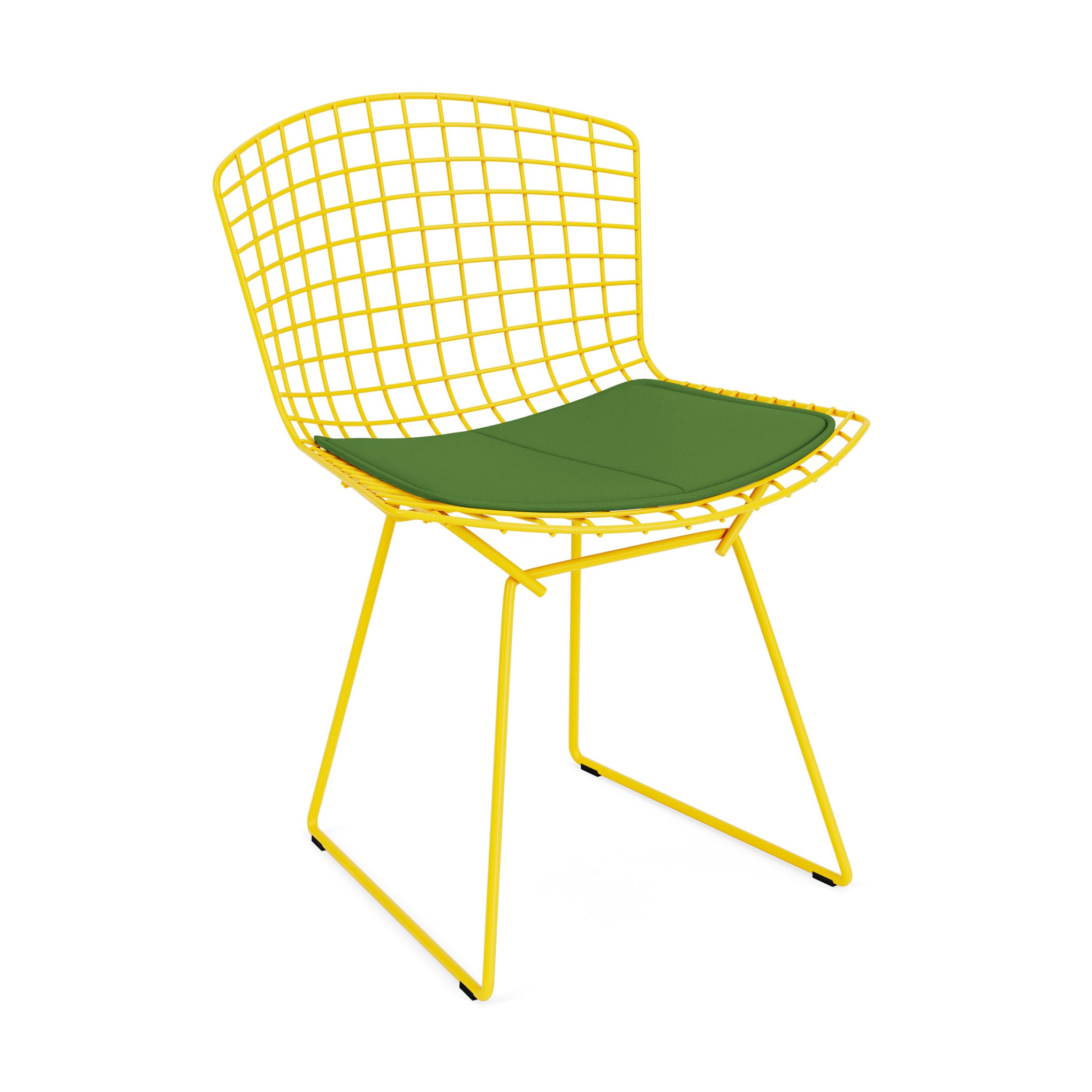Knoll Side Chair with Cushion by Harry Bertoia - Yellow/ Evergreen