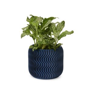 Wavy Pine 3D-Printed Planter - Midnight Blue