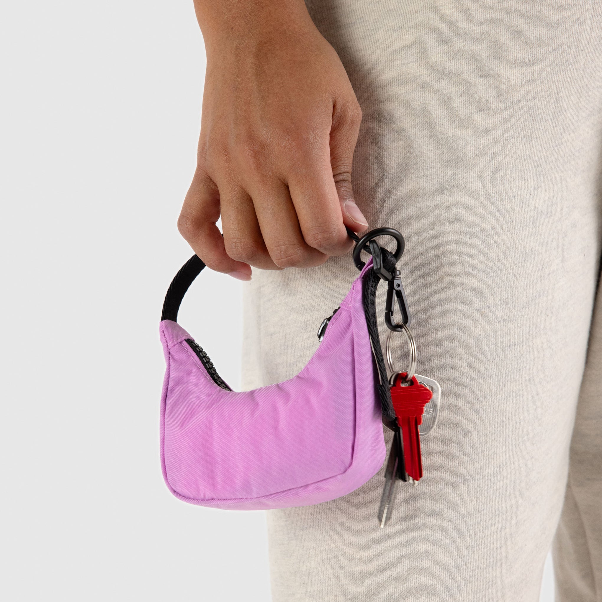 Baggu Mini Bag Charm Keyring - Peony - Image 3