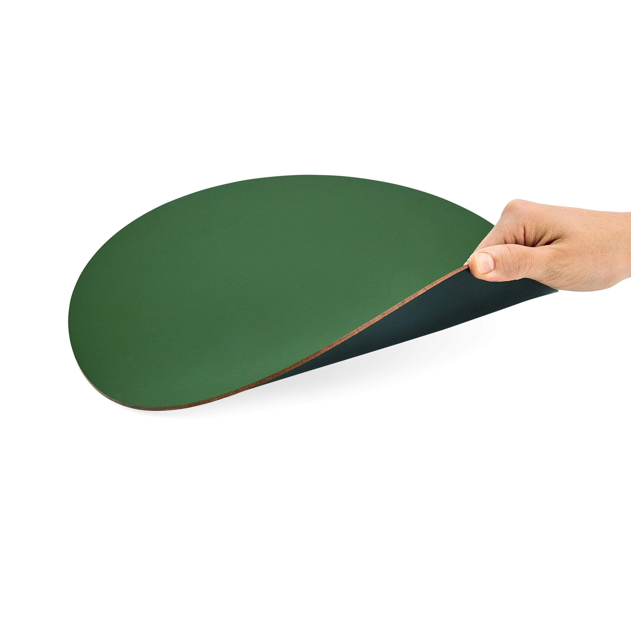 Dual-Sided Recycled Leather Placemat - Green/ Black - Image 6