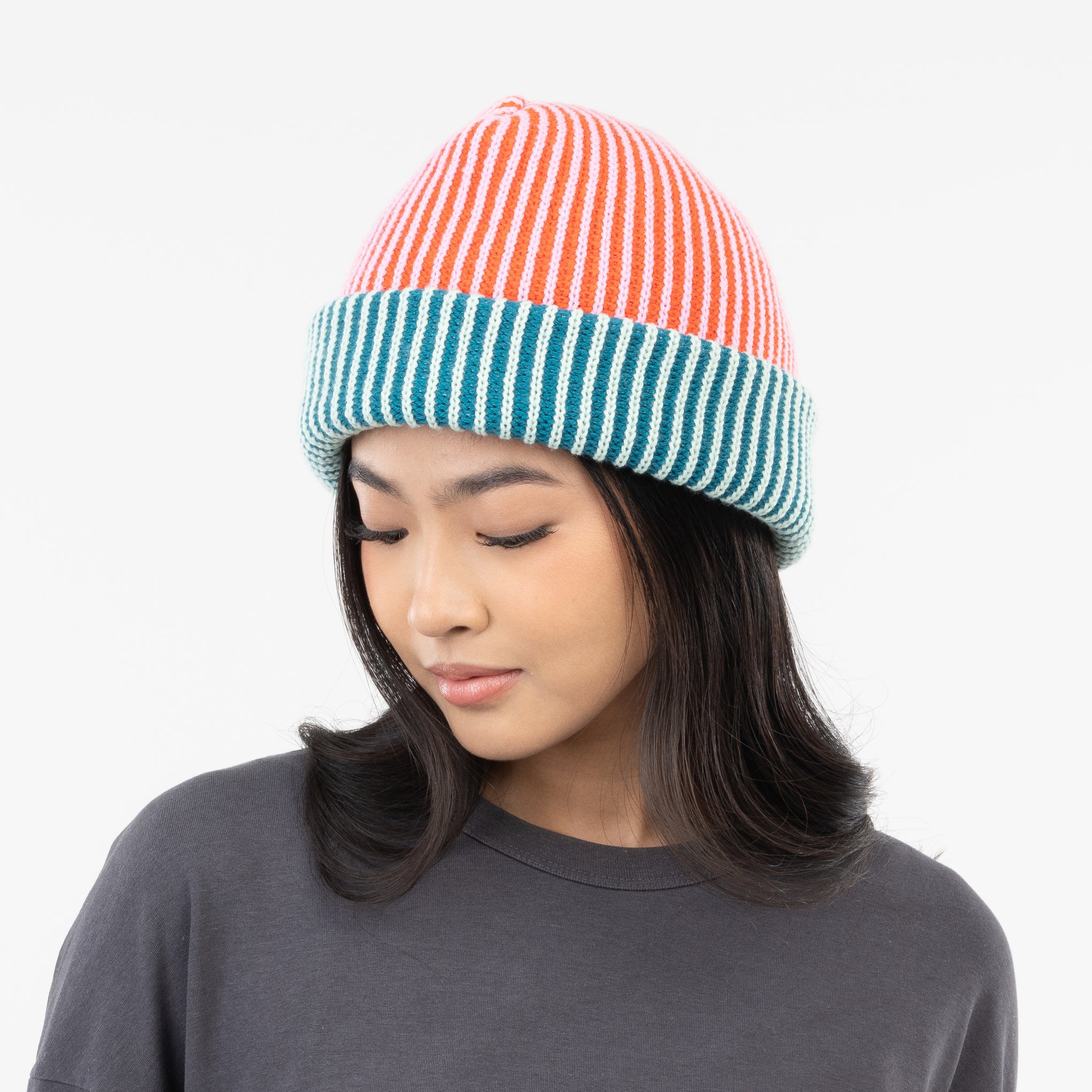 Verloop Pinstripe Plush Beanie - Poppy Teal - Image 2