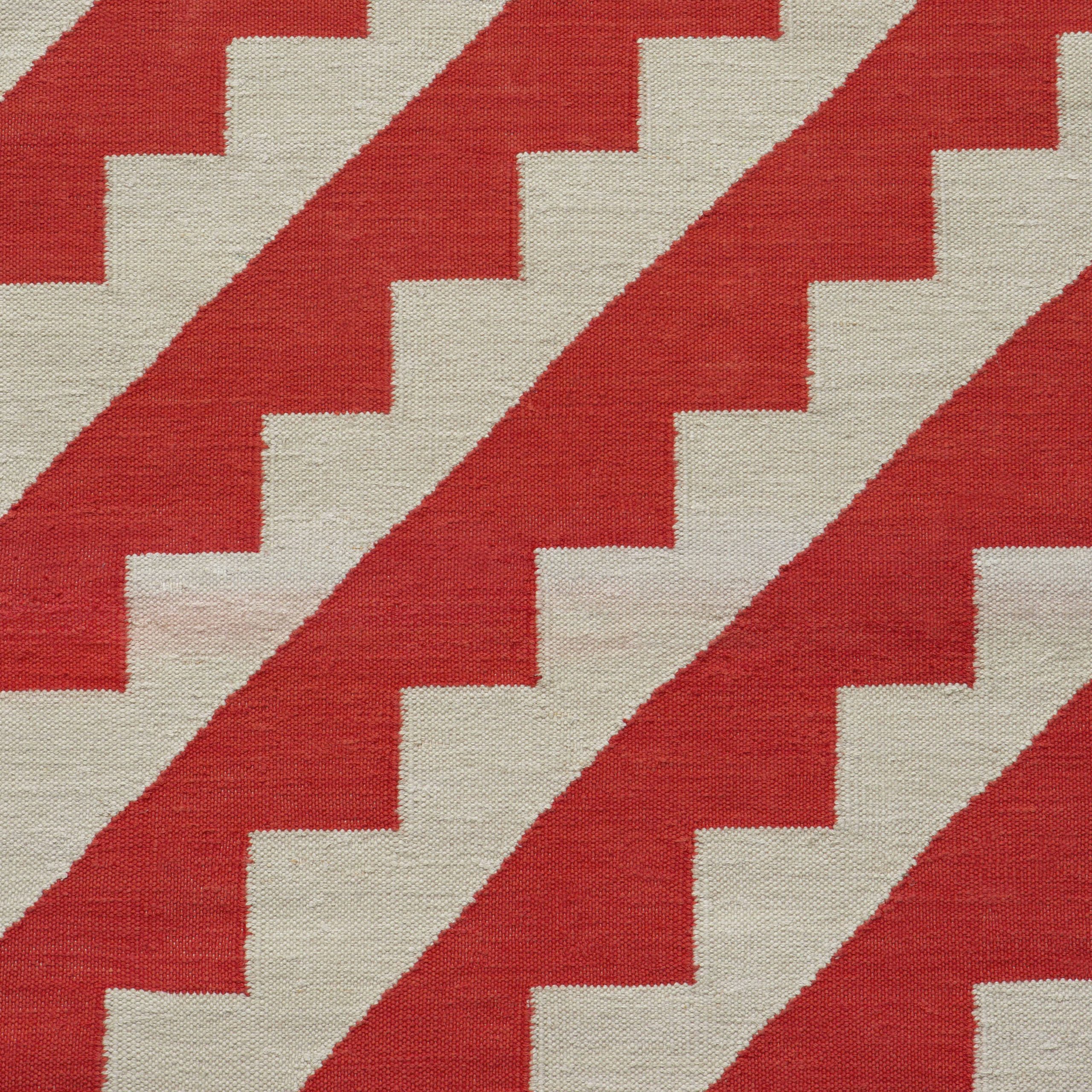 Maharam Alexander Girard Cotton Steps Rug - Ivory/ Crimson - Image 2