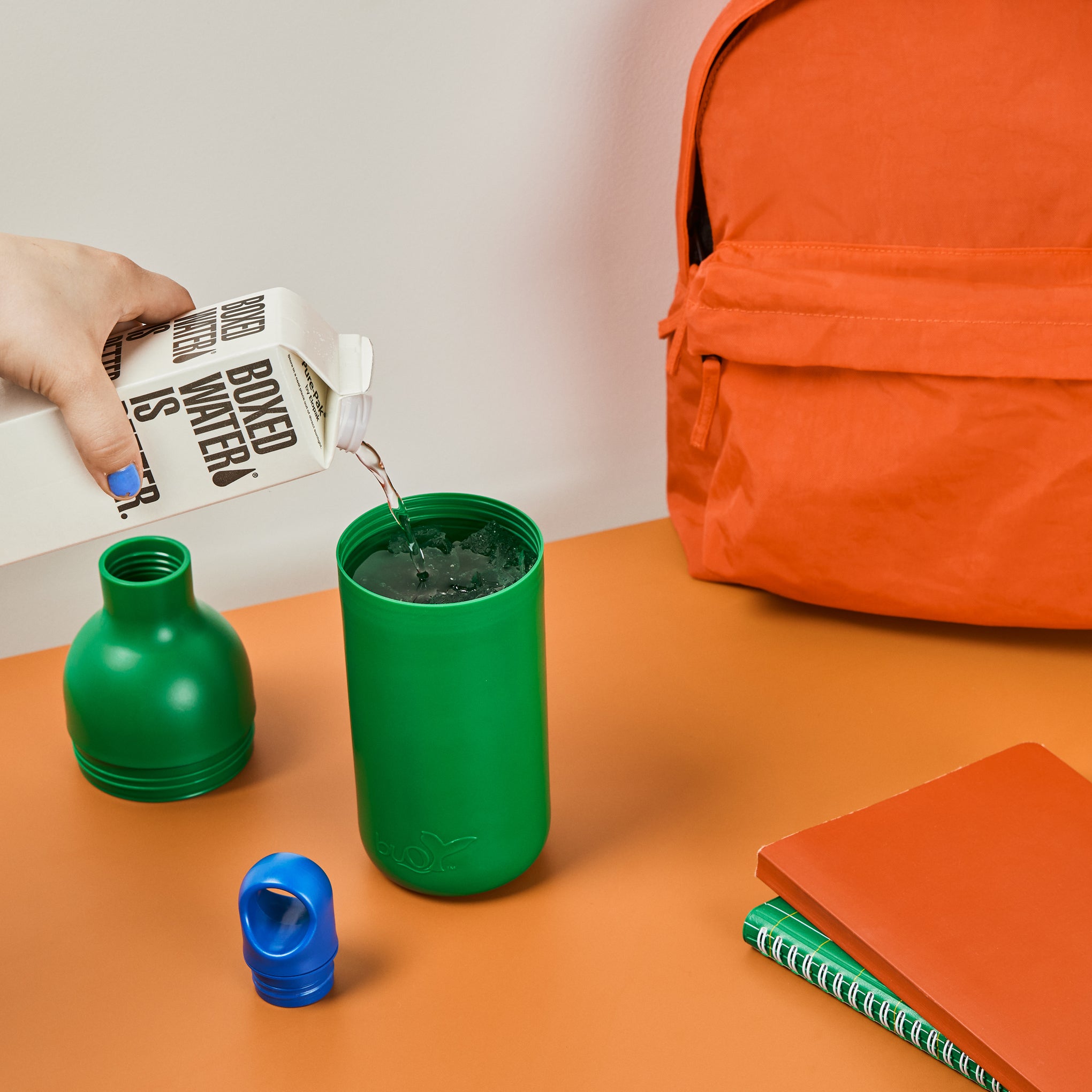 Buoy Recycled Ocean Plastic Water Bottle - Green/ Blue - Image 6