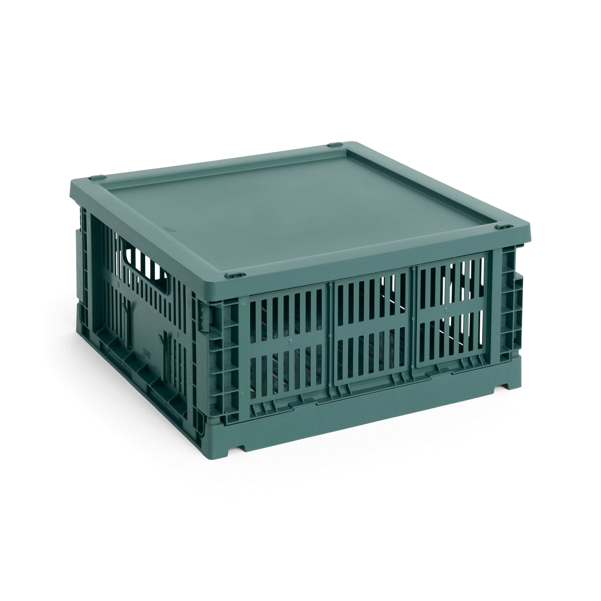 HAY Recycled Storage Bin Collapsible Plastic Lid - Dark Green - Image 2