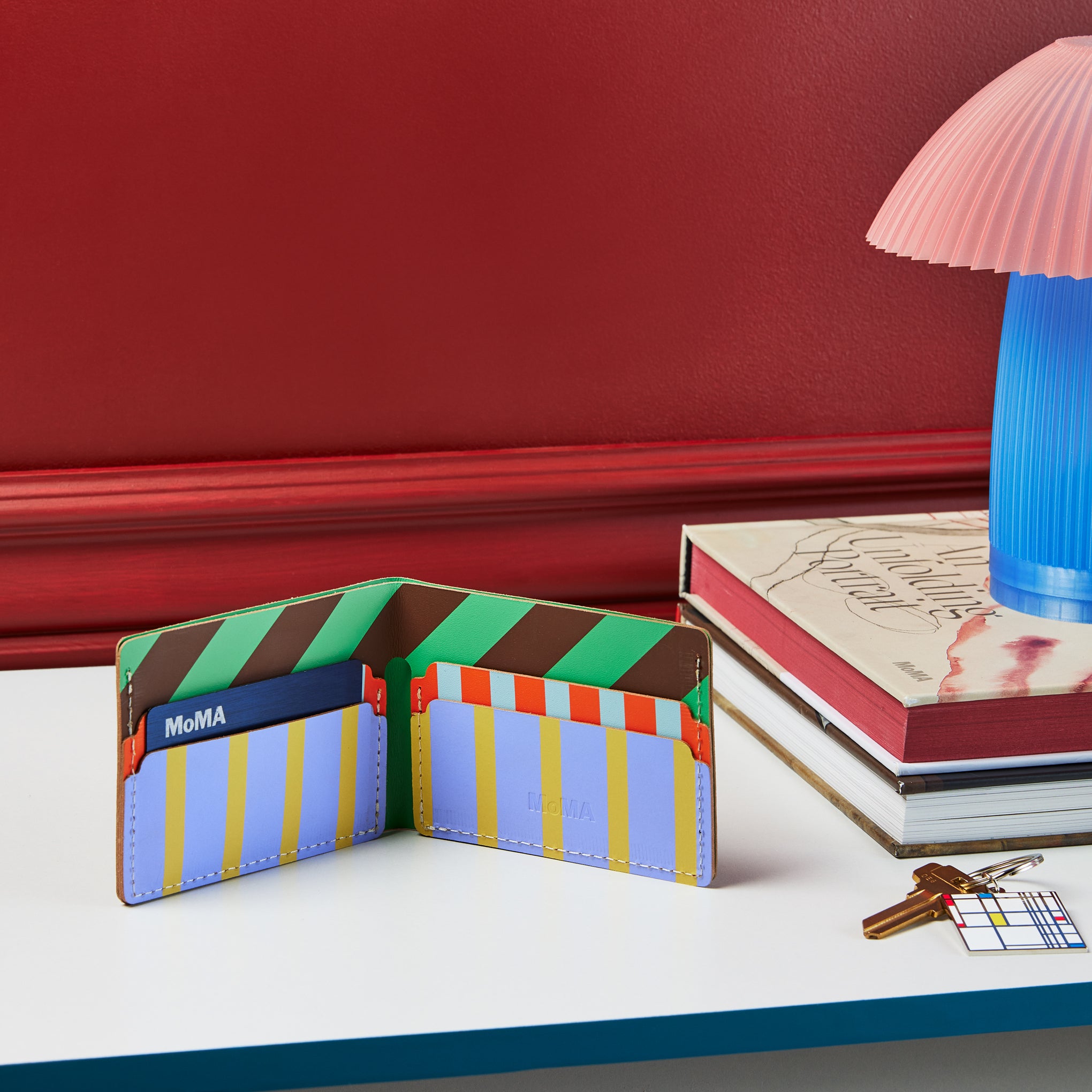 Dusen Dusen Recycled Leather Billfold Wallet - Stripe - Image 2