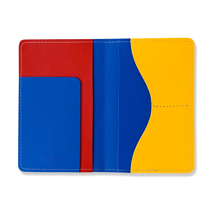 Primary Recycled Leather Passport Case - Blue/ Red - Image 2