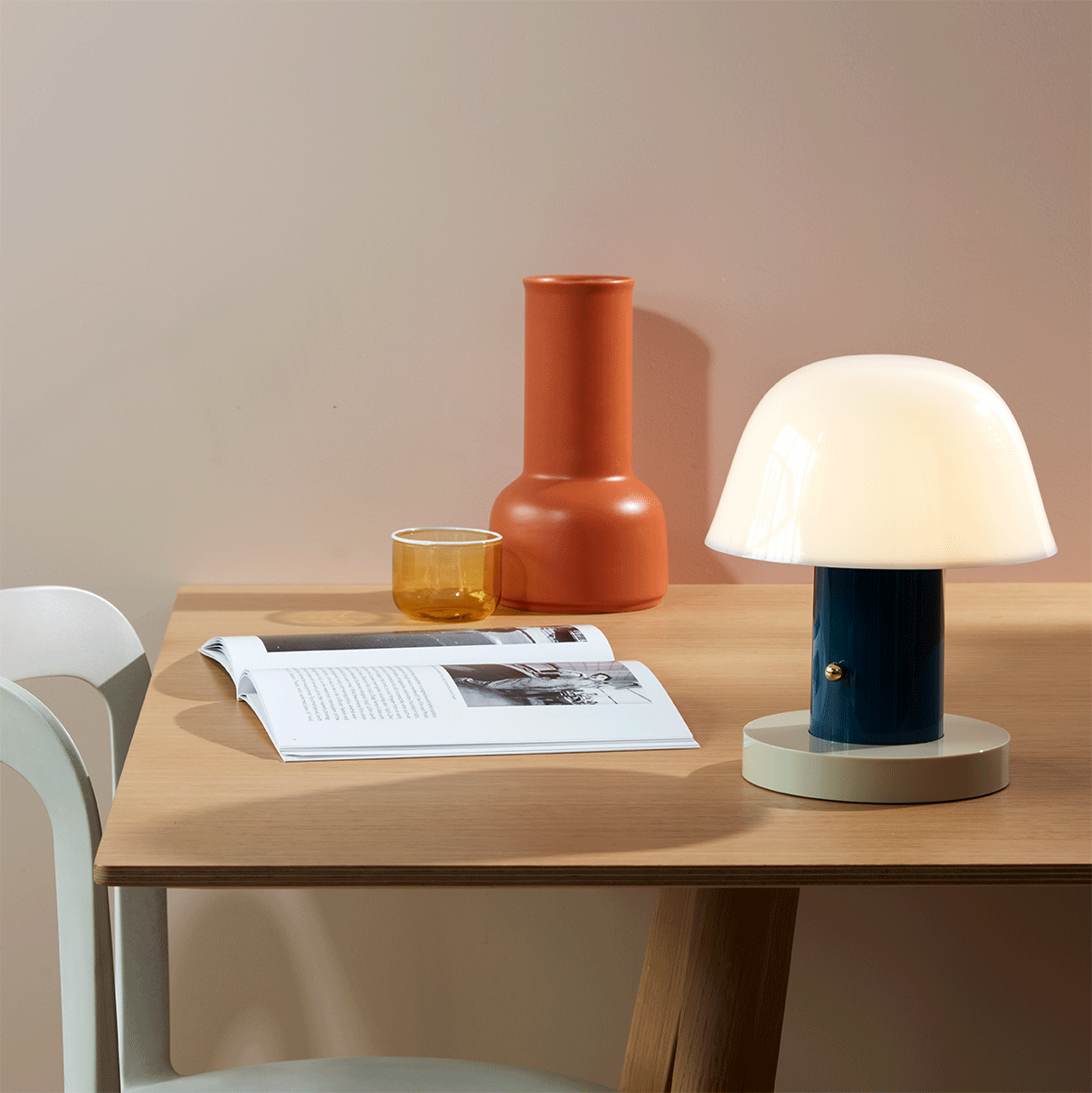 Setago Portable Table Lamp - Tan/ Forest - Image 7