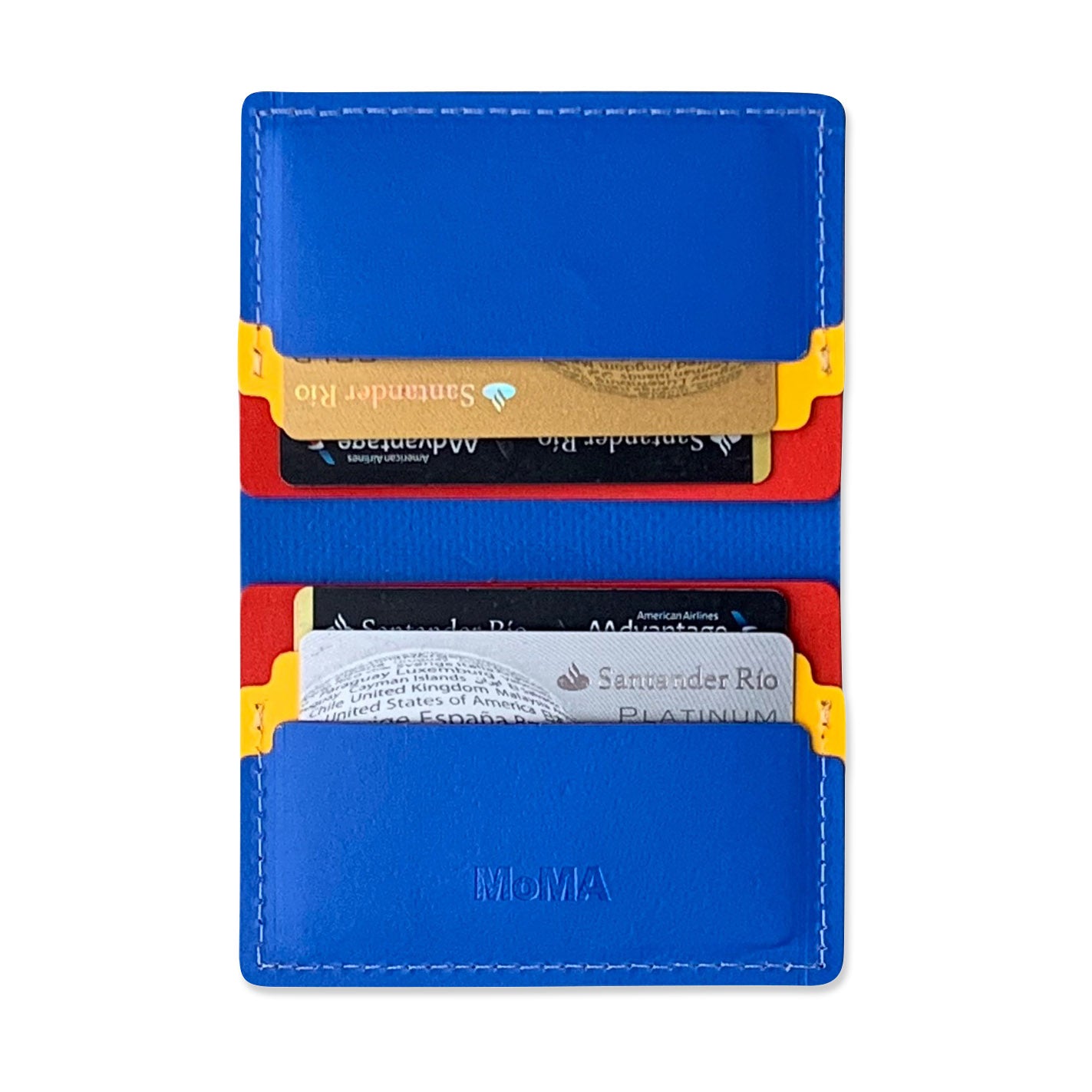 Primary Recycled Leather Wallet - Blue/ Red - Image 4