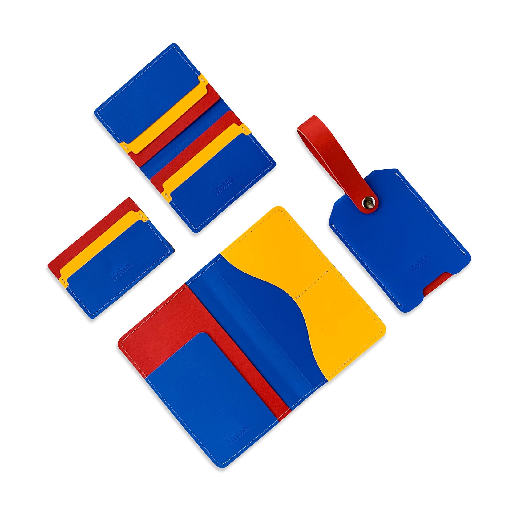 Primary Recycled Leather Wallet - Blue/ Red - Image 5