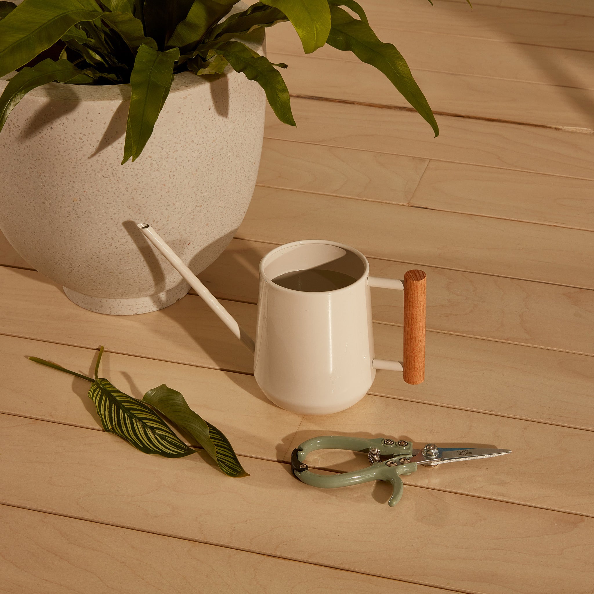 Burgon & Ball Steel Watering Can - White - Image 3