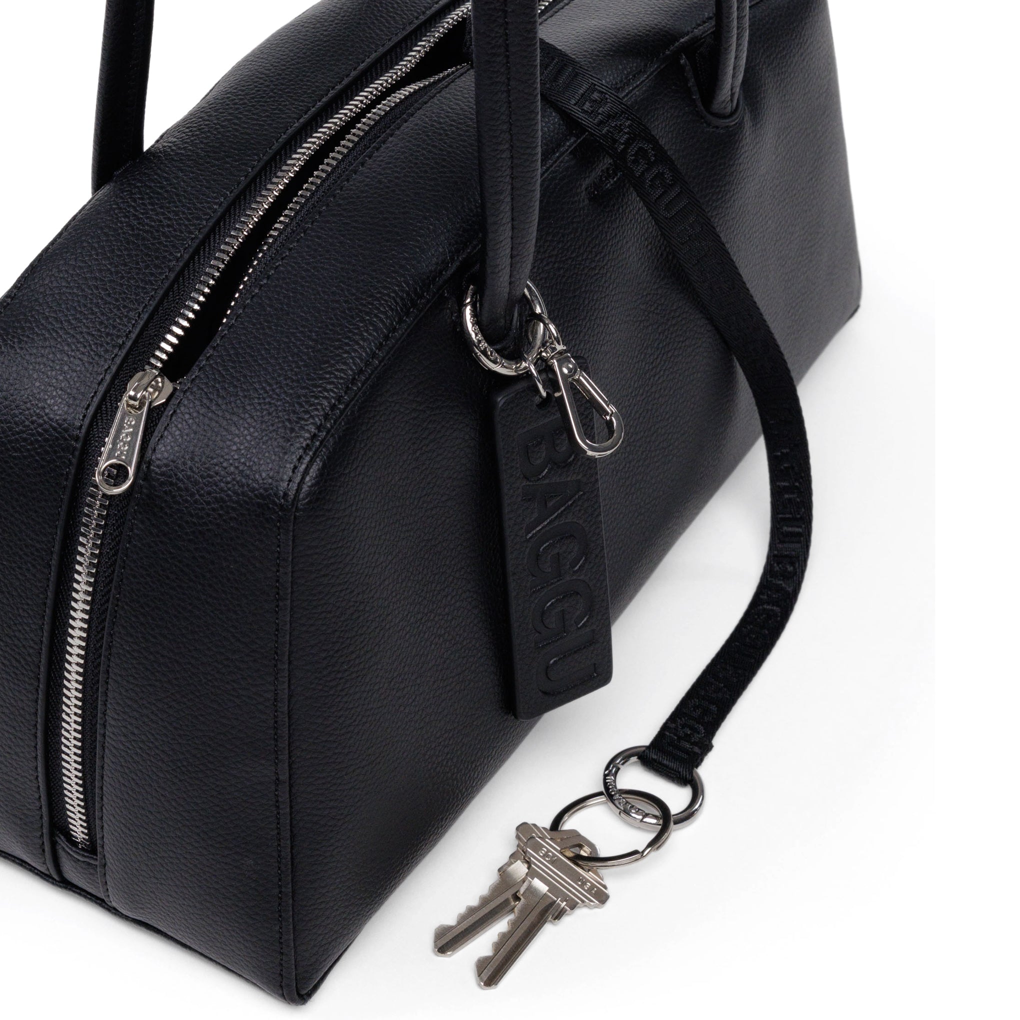 Baggu Recycled Leather Bowler Bag - Black - Image 3