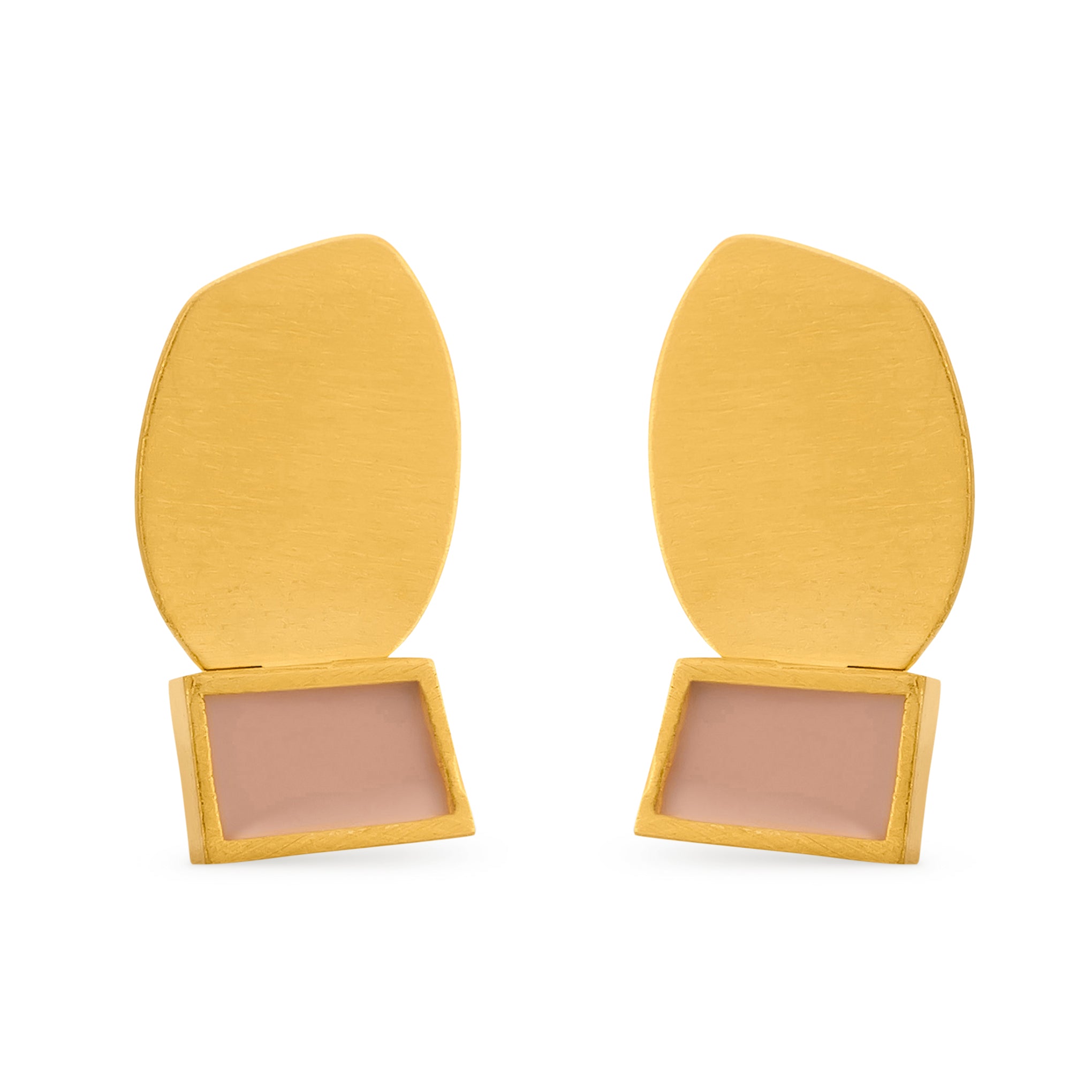Geometric Collage Gold-Plated Two Shapes Post Earrings