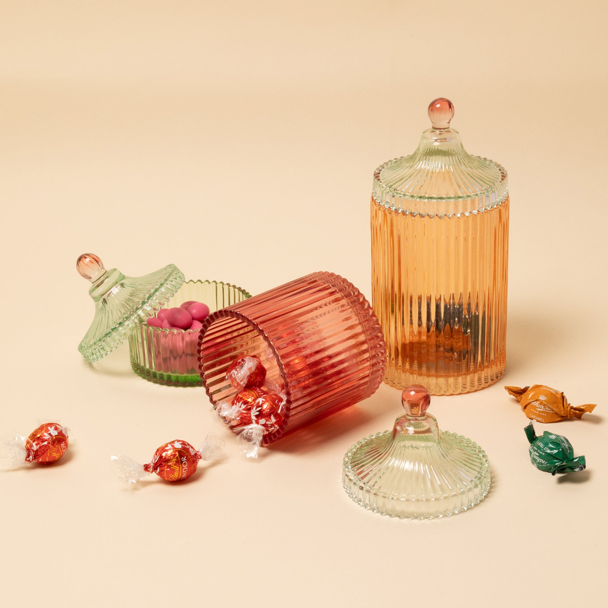 Candy Stripe Glass Storage Jar - Green/ Light Mint - Image 5