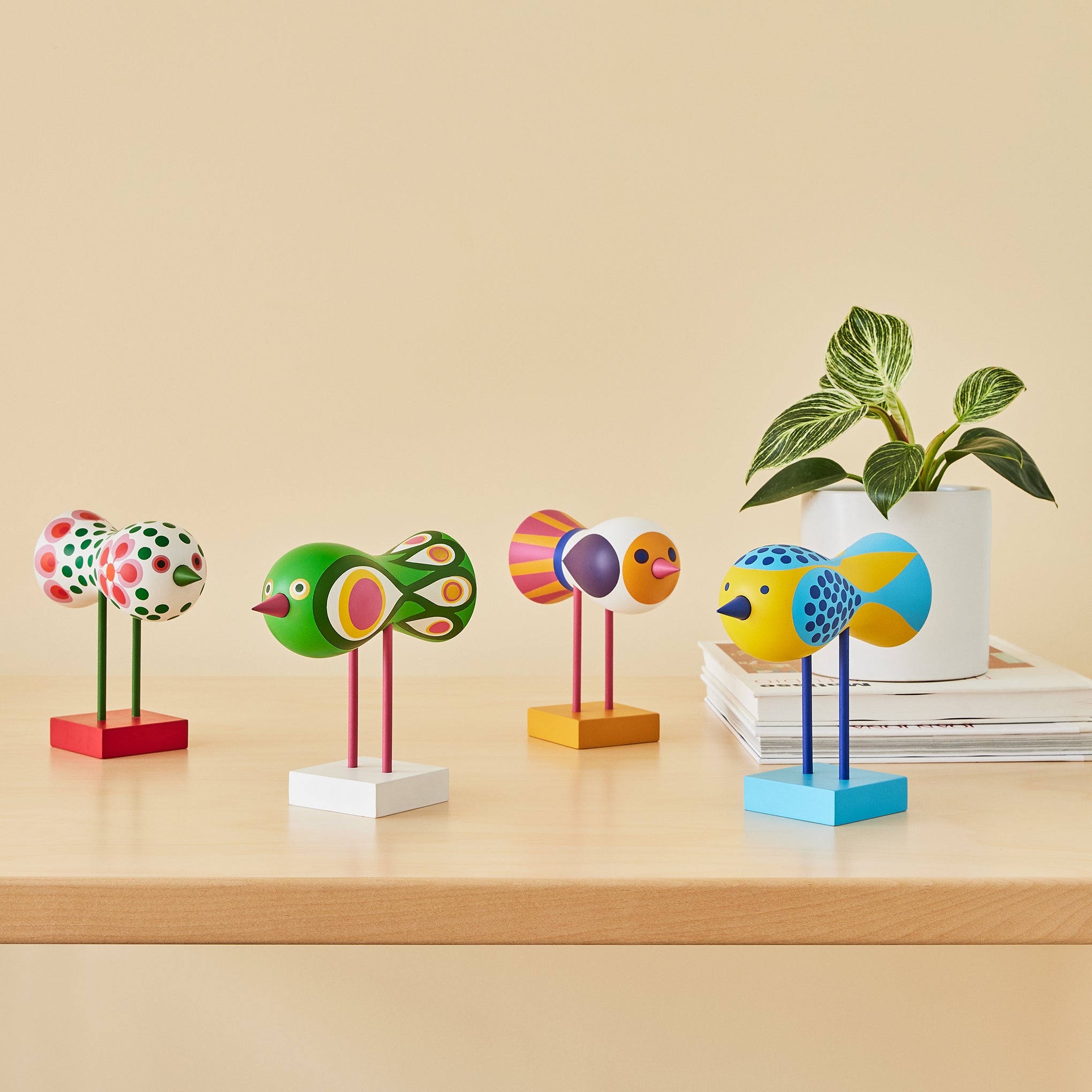 Lisa Larson Wooden Bird Object - Blue Base - Image 5