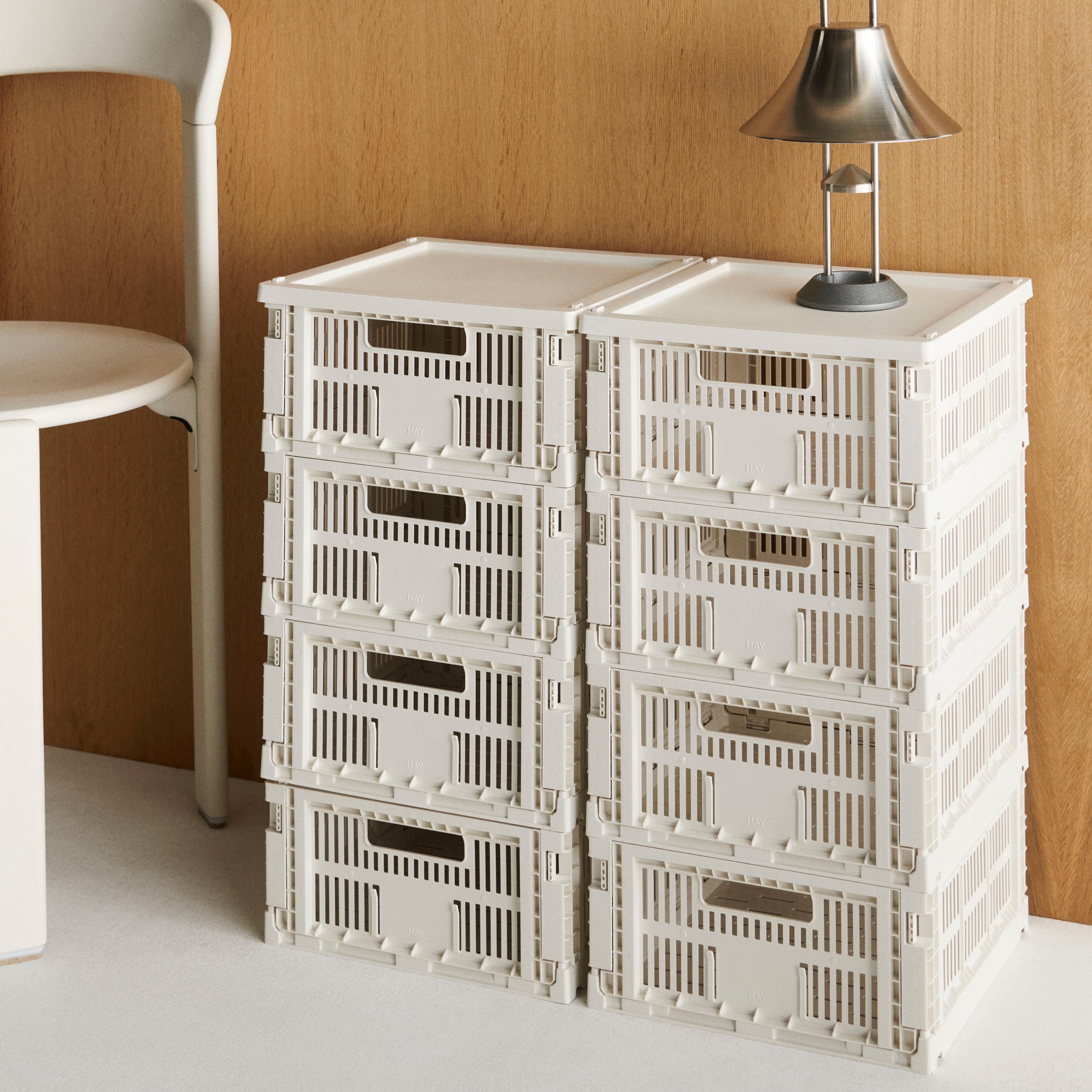 HAY Recycled Storage Bin Collapsible Plastic Lid - Off White - Image 4