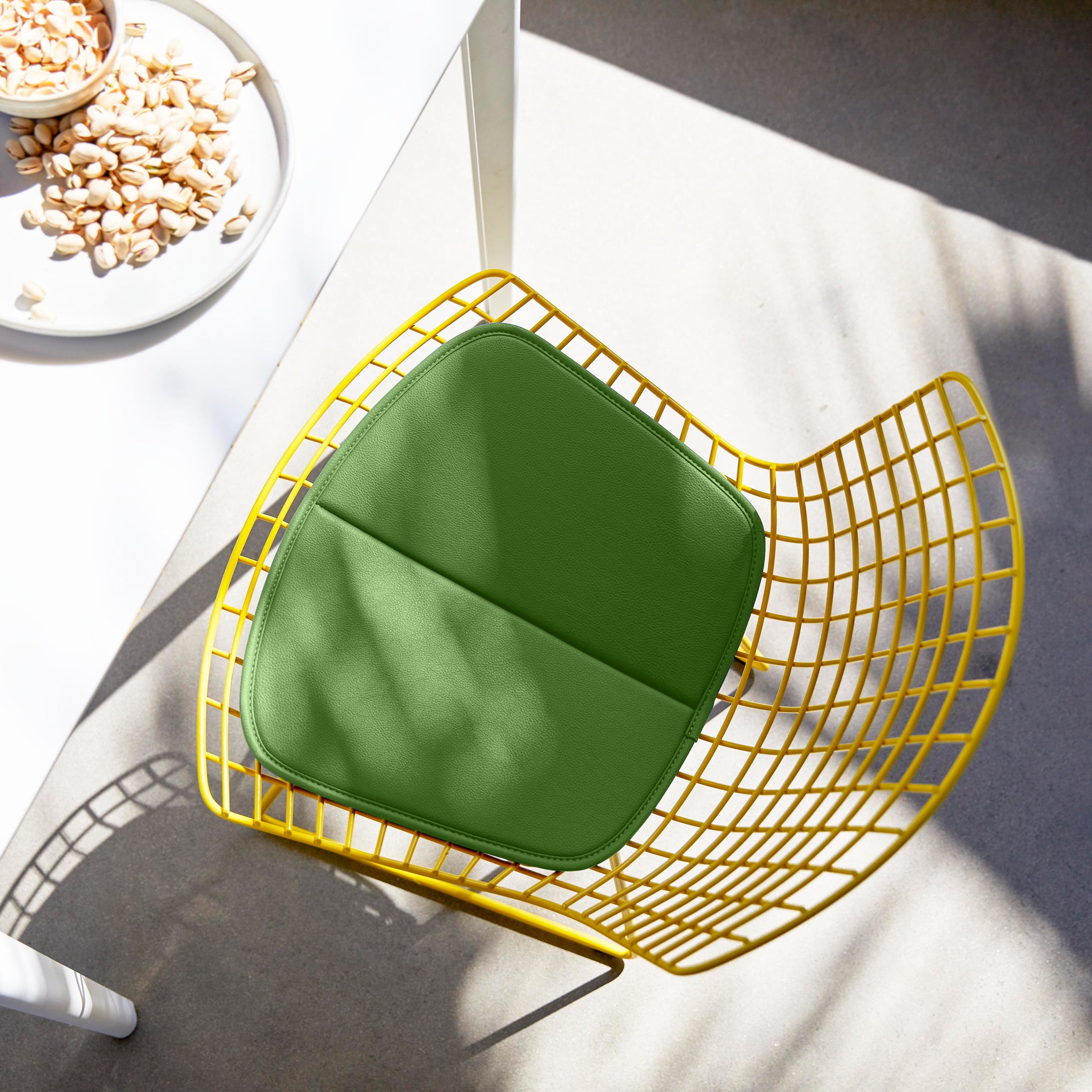 Knoll Side Chair with Cushion by Harry Bertoia - Yellow/ Evergreen - Image 6
