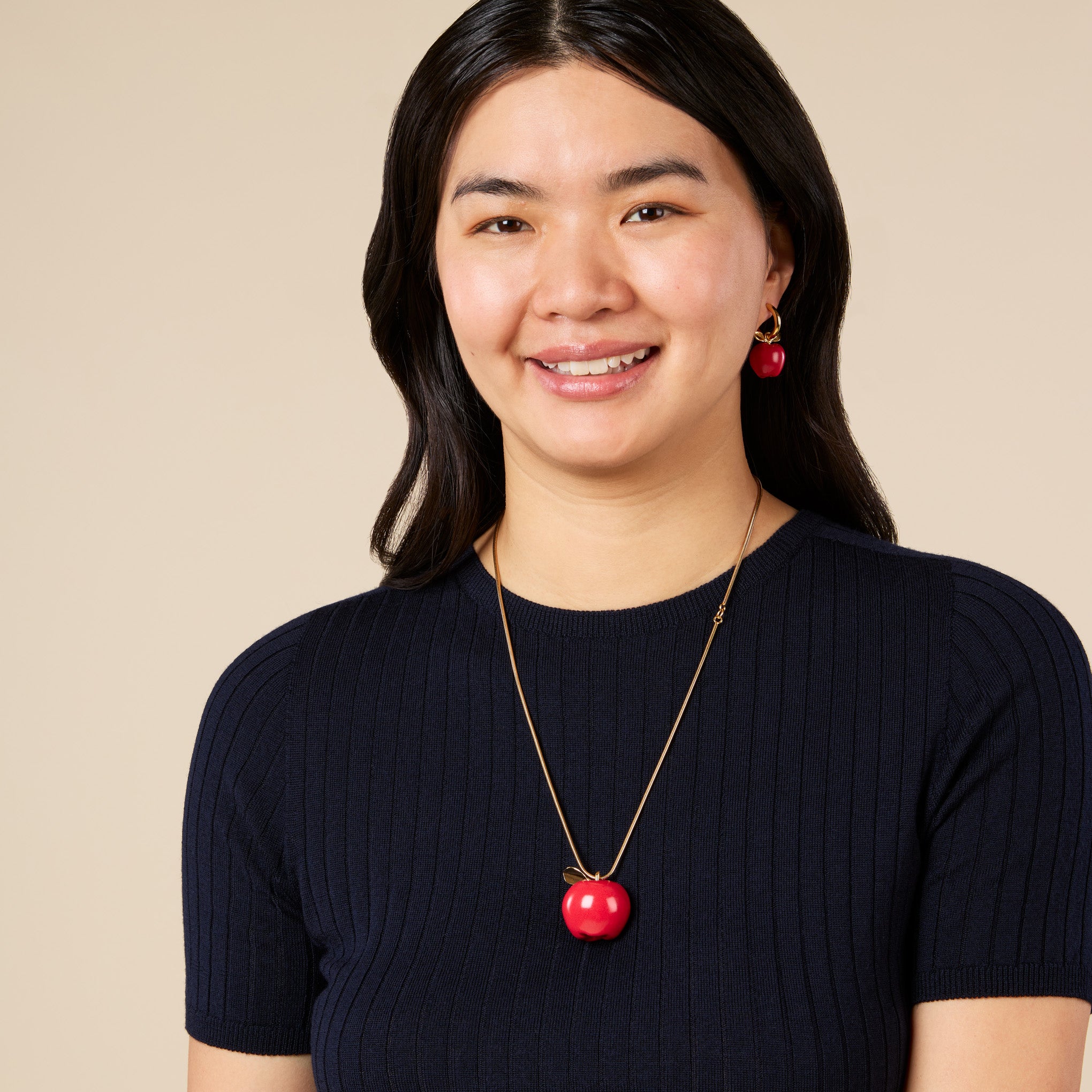 Andrés Gallardo Large Red Apple Gold-Plated Necklace - Image 2