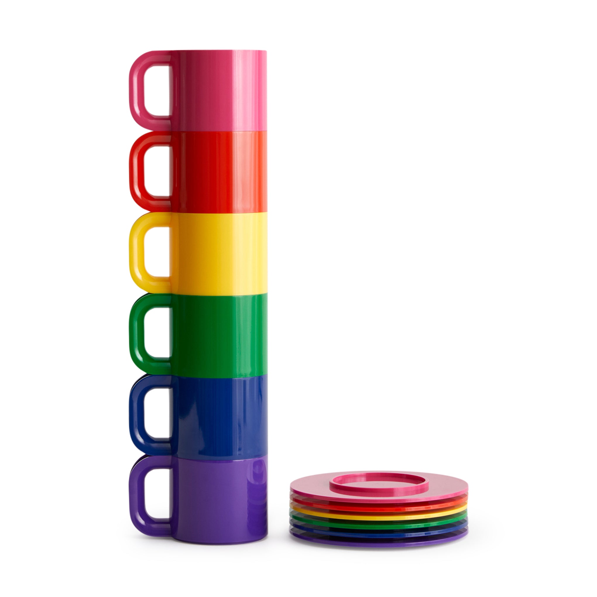 Vignelli Hellerware Max Stacking Cups & Saucers - Set of 6 - Rainbow - Image 5