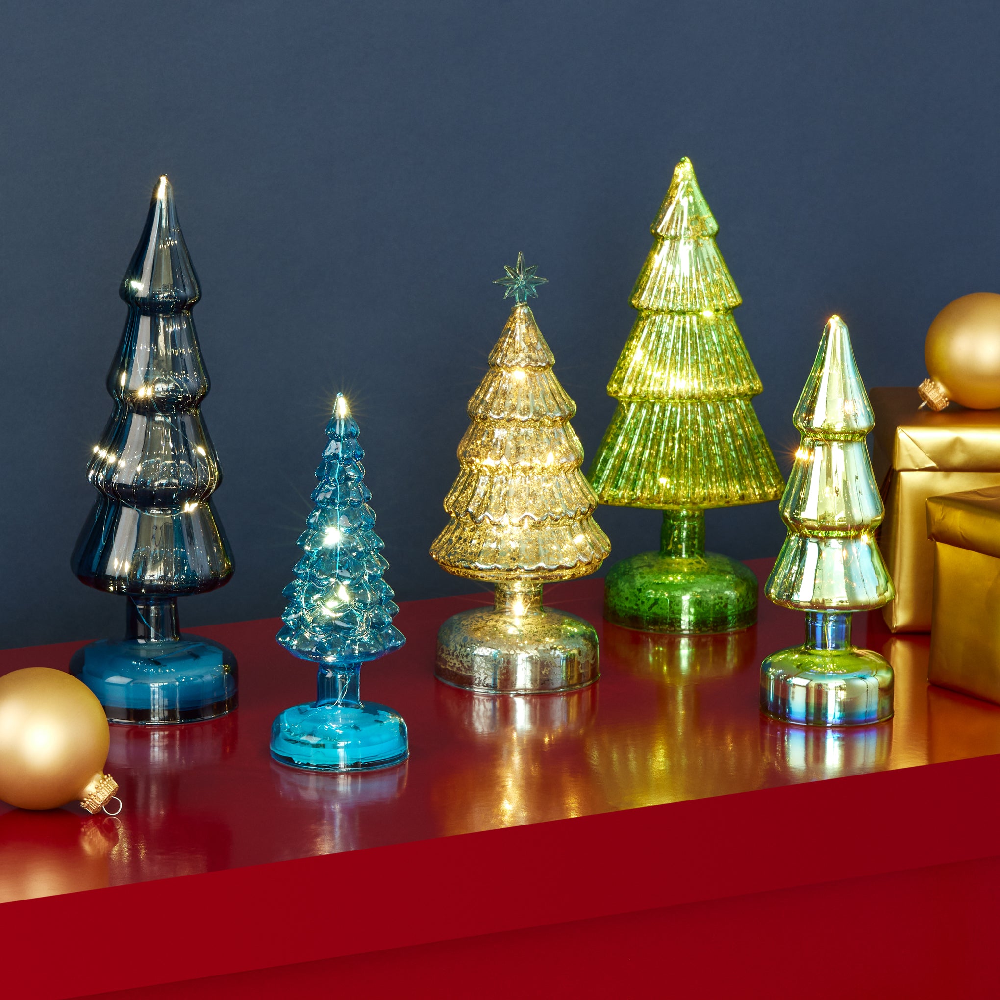 MoMA Colorful LED Lighted Trees - Set of 5 - Small - Blue - Image 3