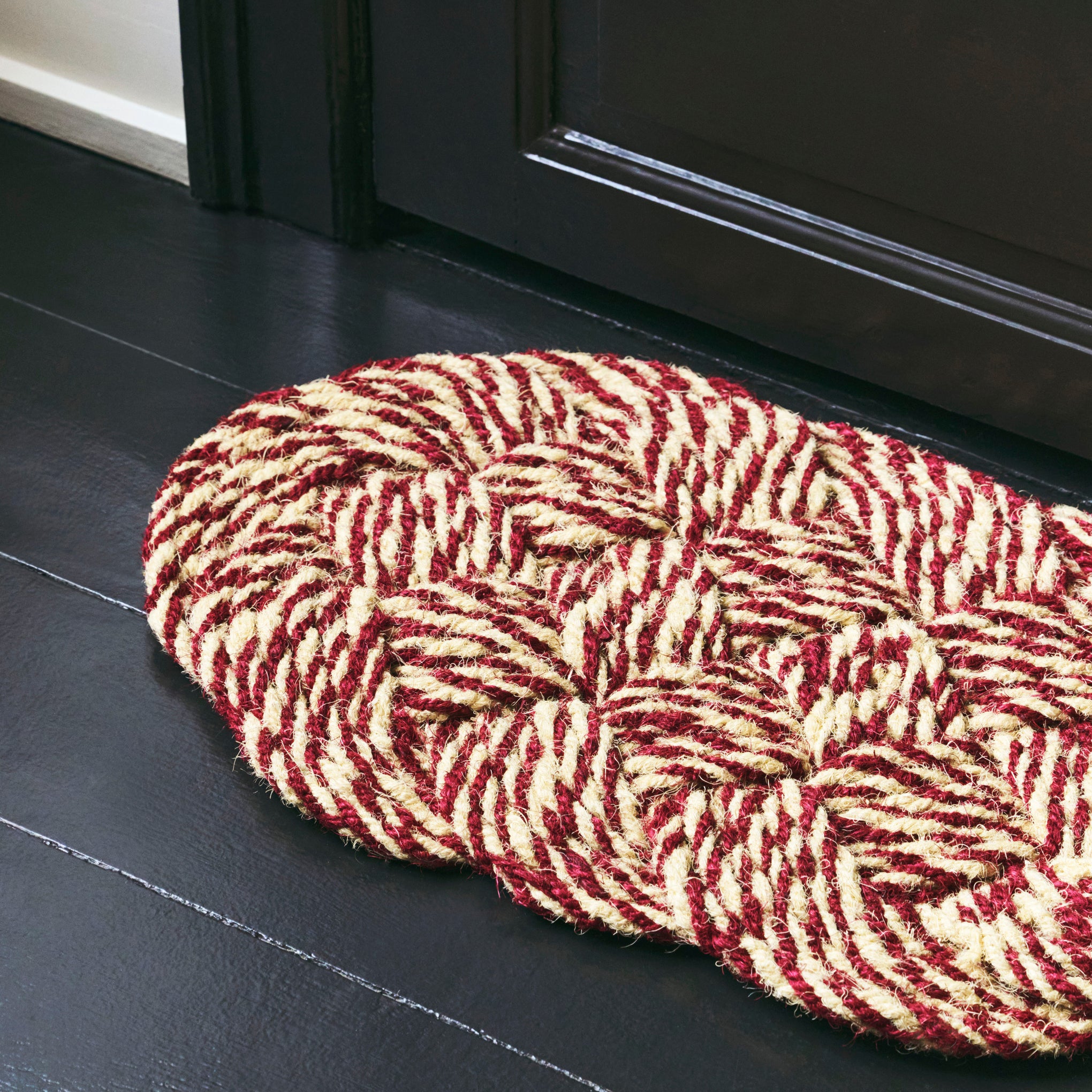 HAY Coco Swirl Doormat - Bordeaux/ Off White - Image 2