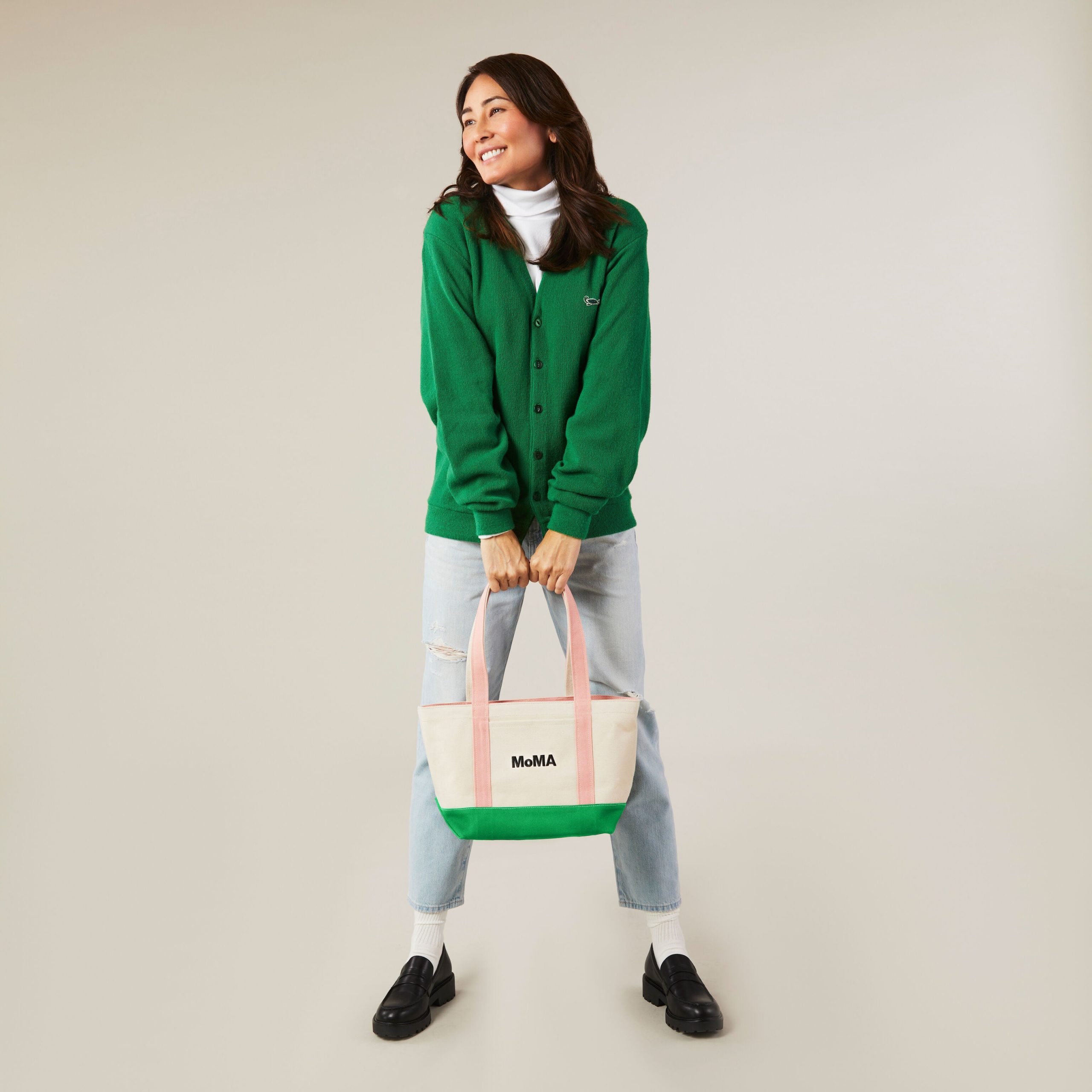 MoMA Baggu Heavyweight Canvas Tote - Pink/ Green - Image 7