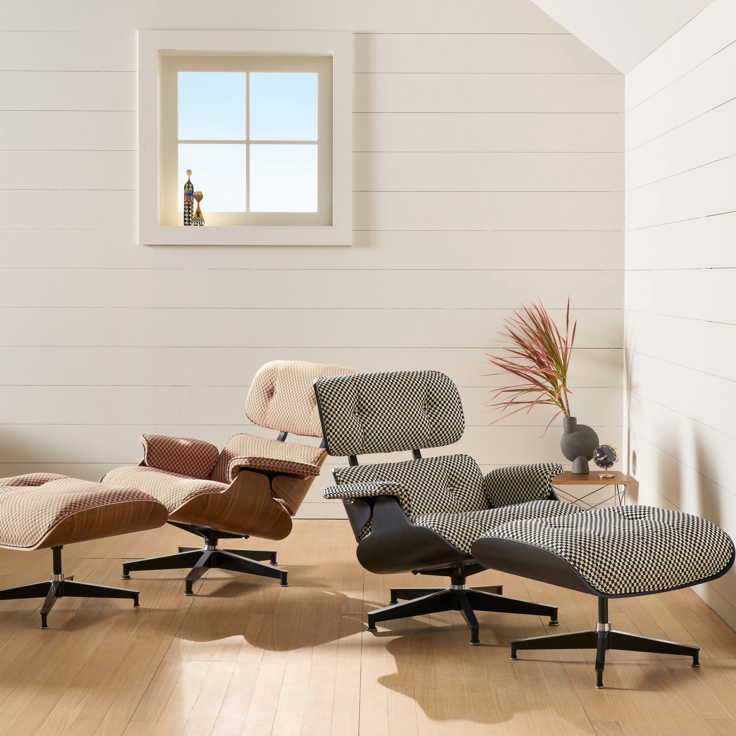 Eames® Lounge Chair and Ottoman from Herman Miller - Ebony/ Black & White Checker Fabric - Image 7
