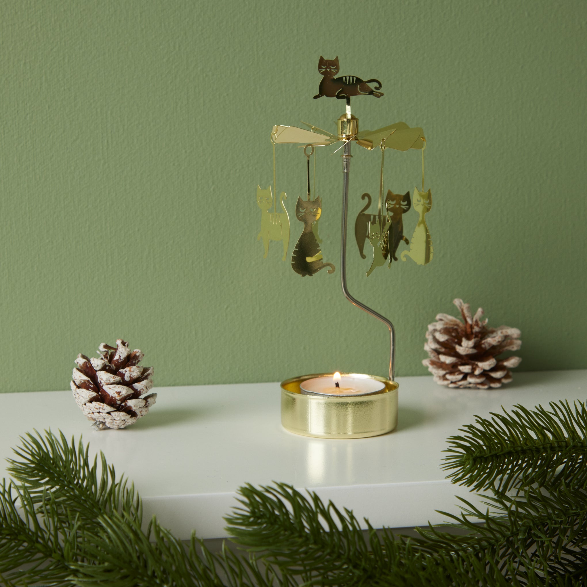 Rotary Cat Family Tea Light Candle Holder - Image 2