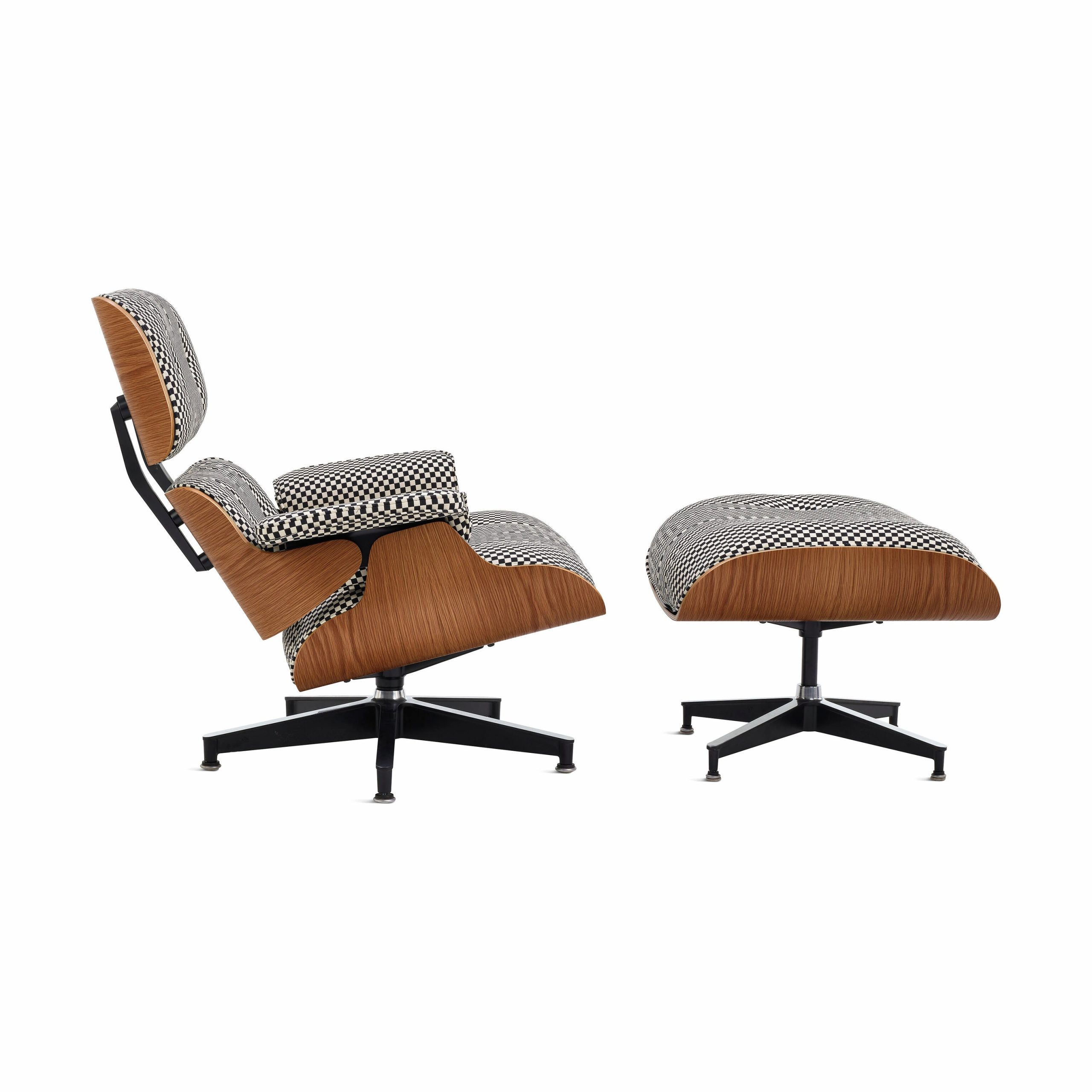 Eames® Lounge Chair and Ottoman from Herman Miller - Walnut/ Black & White Checker Fabric