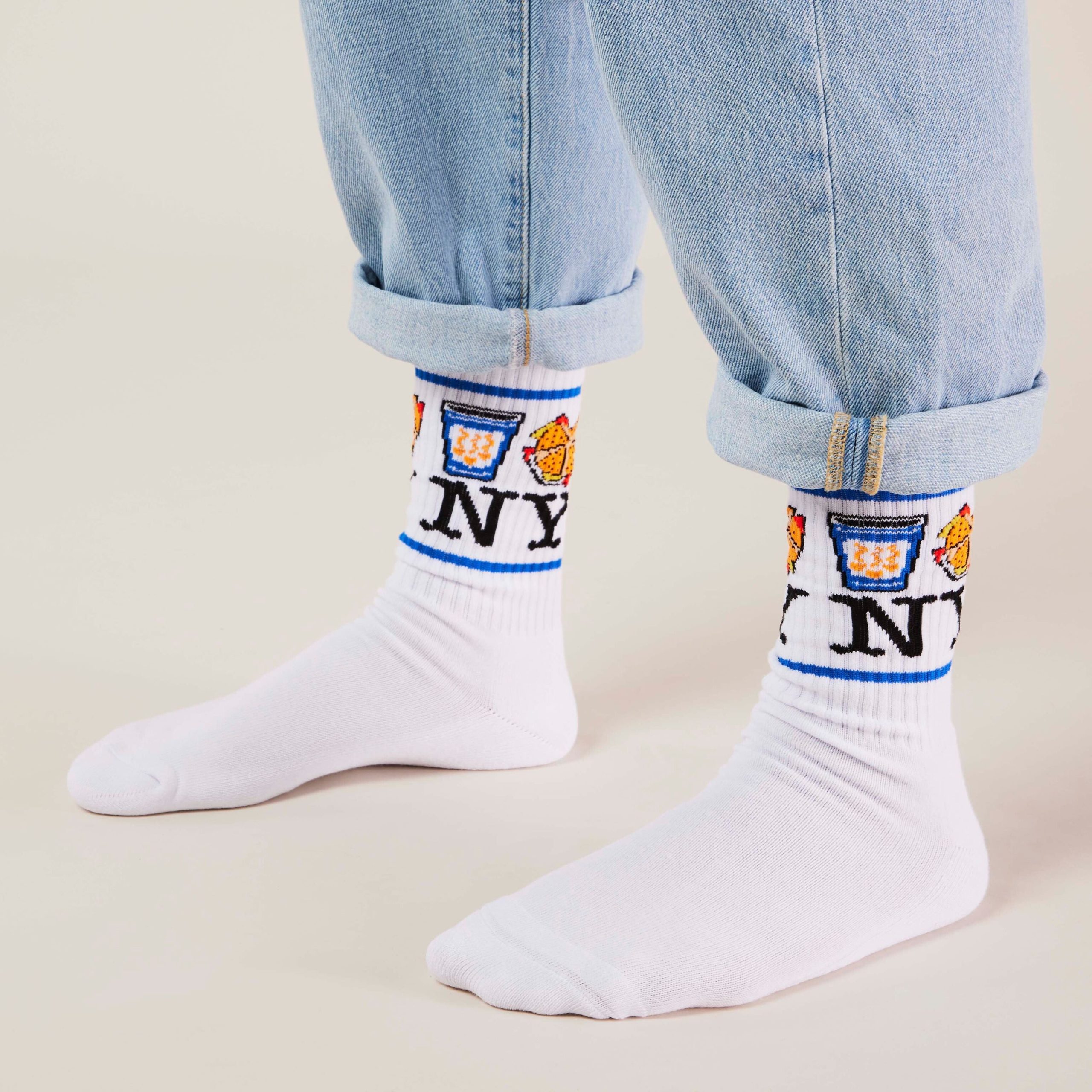 NYC Food Icons Socks - Blue - Image 2