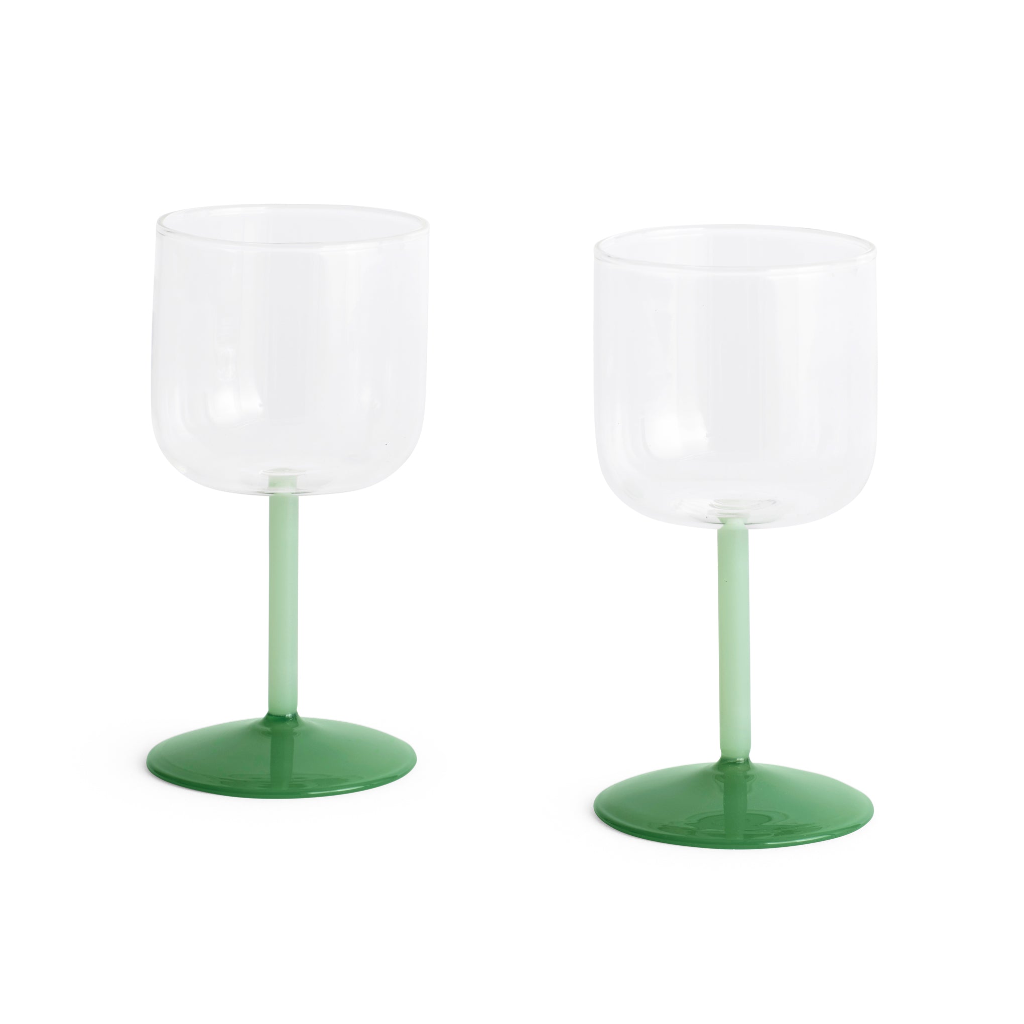 HAY Tint Wine Glasses - Set of 2 - Clear/ Jade Light Green/ Jade Dark Green