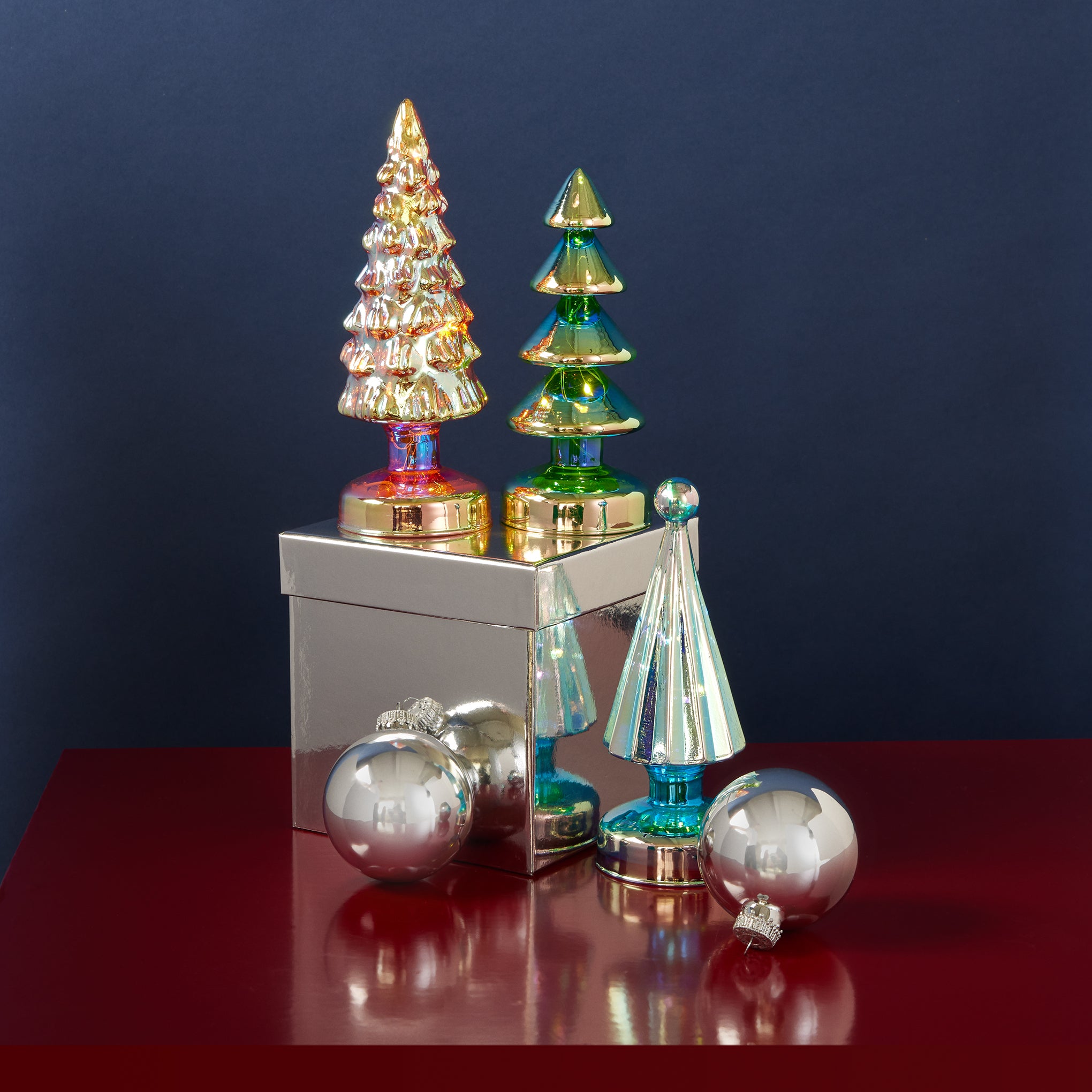 Colorful LED Lighted Mini Glass Trees - Set of 3 - Image 4