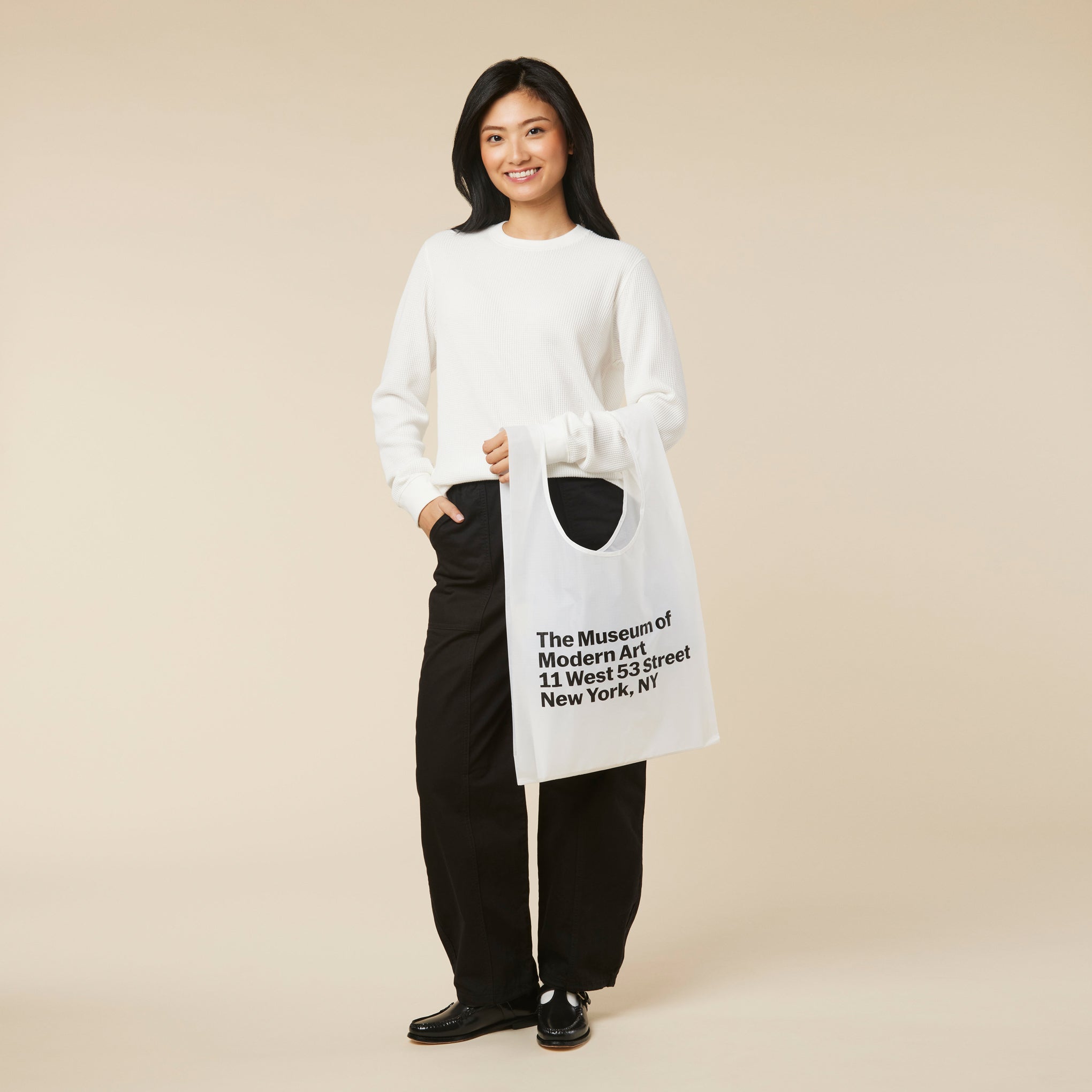 MoMA Baggu Recycled Nylon Standard Tote - White - Image 2