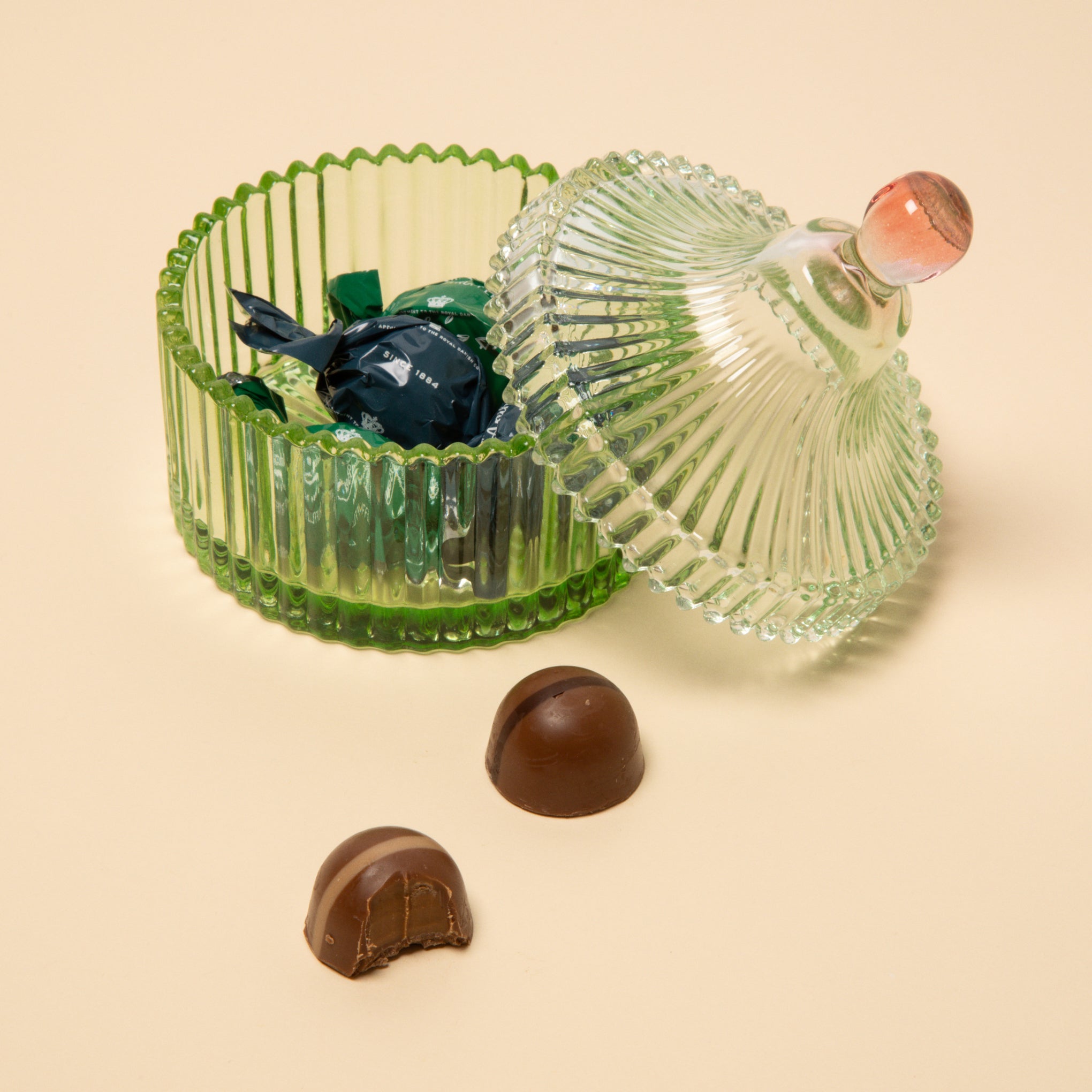 Candy Stripe Glass Storage Jar - Green/ Light Mint - Image 2