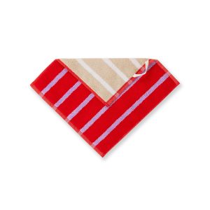 Dusen Dusen Cotton Towel - Porcelain Stripe (Red/ Tan)