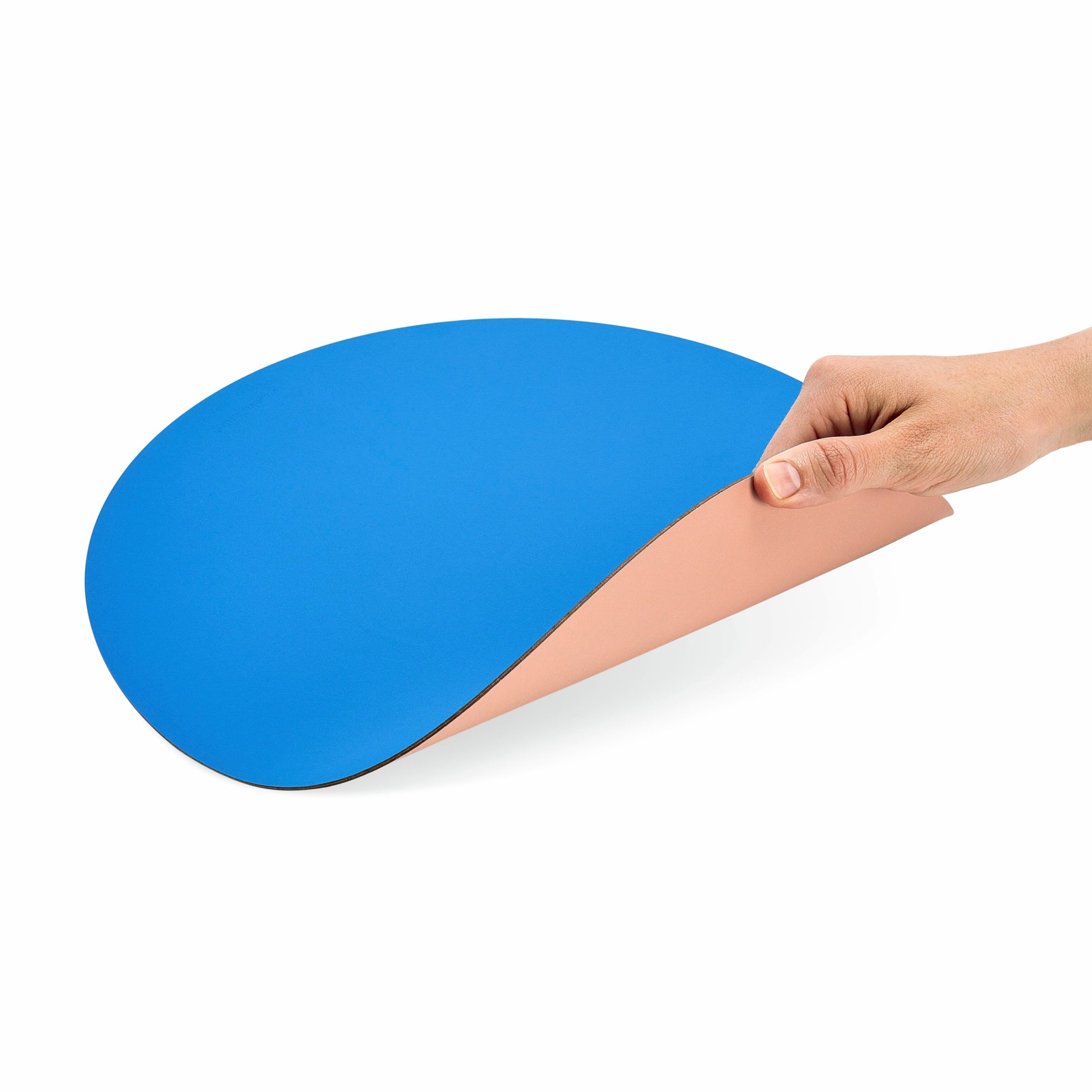 Dual-Sided Recycled Leather Placemat - Blue/ Light Pink - Image 6