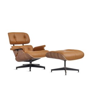 Eames® Lounge Chair and Ottoman from Herman Miller - Walnut/ Russet Bamboo Leather