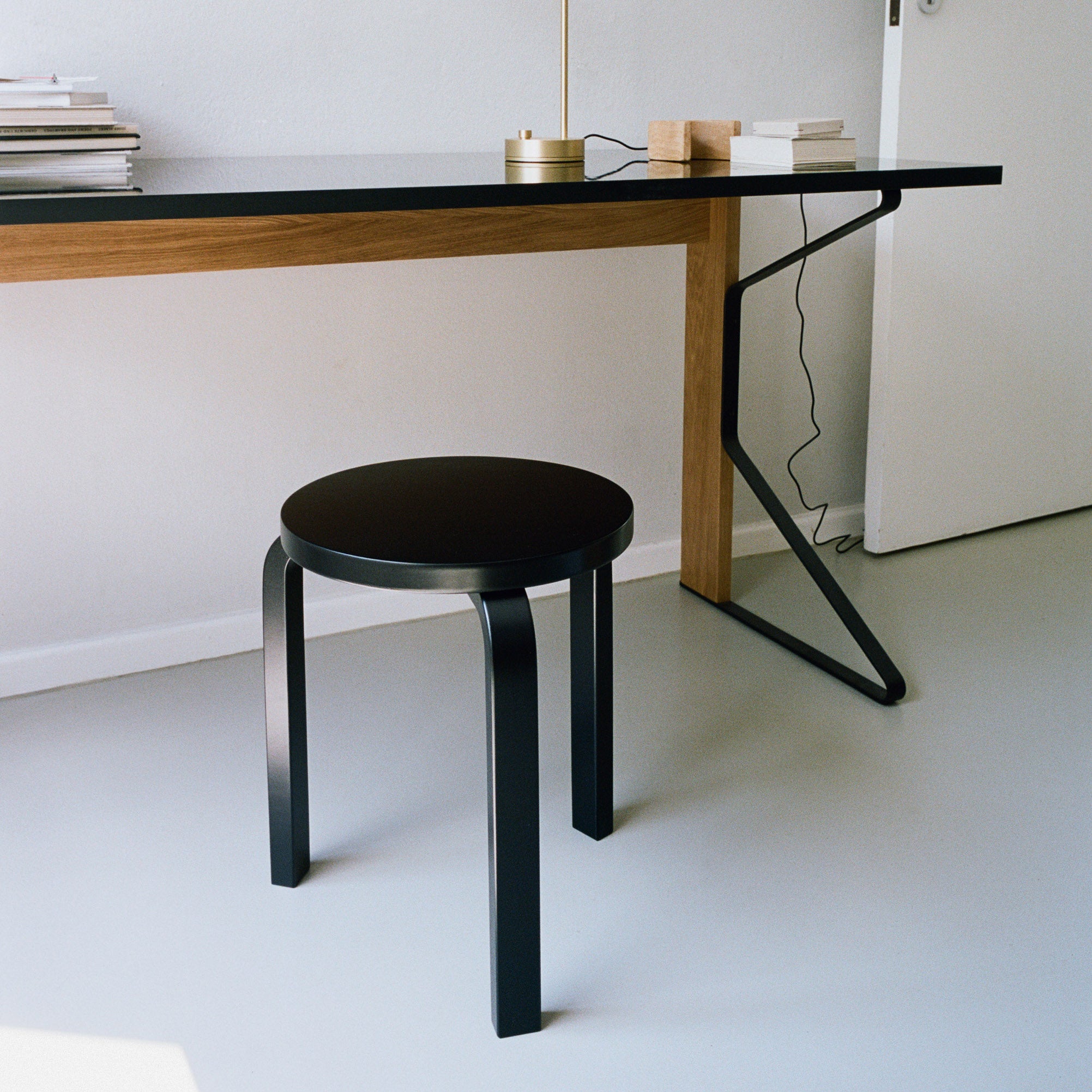 Artek Aalto Stacking Stool 60 - Black/ Black - Image 2