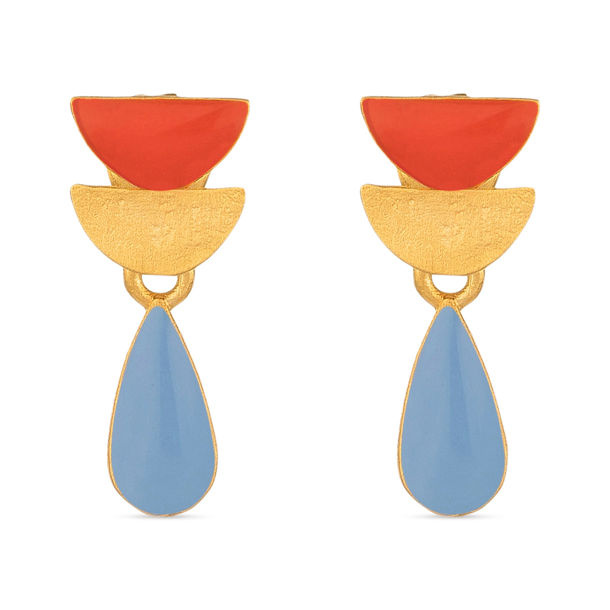 Somni Gold-Plated Red & Blue Drop Earrings