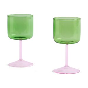 HAY Tint Wine Glasses - Set of 2 - Green/ Pink