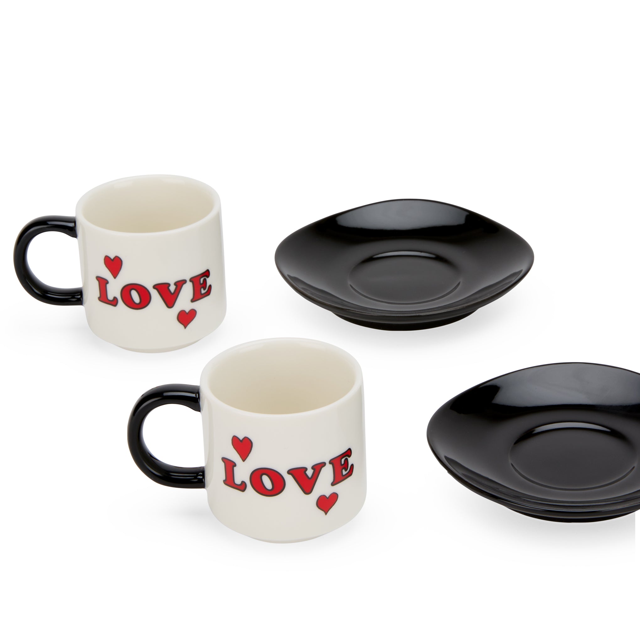 Snoopy Love Stacking Stoneware Espresso Cups & Saucers - Set of 2 - Image 4