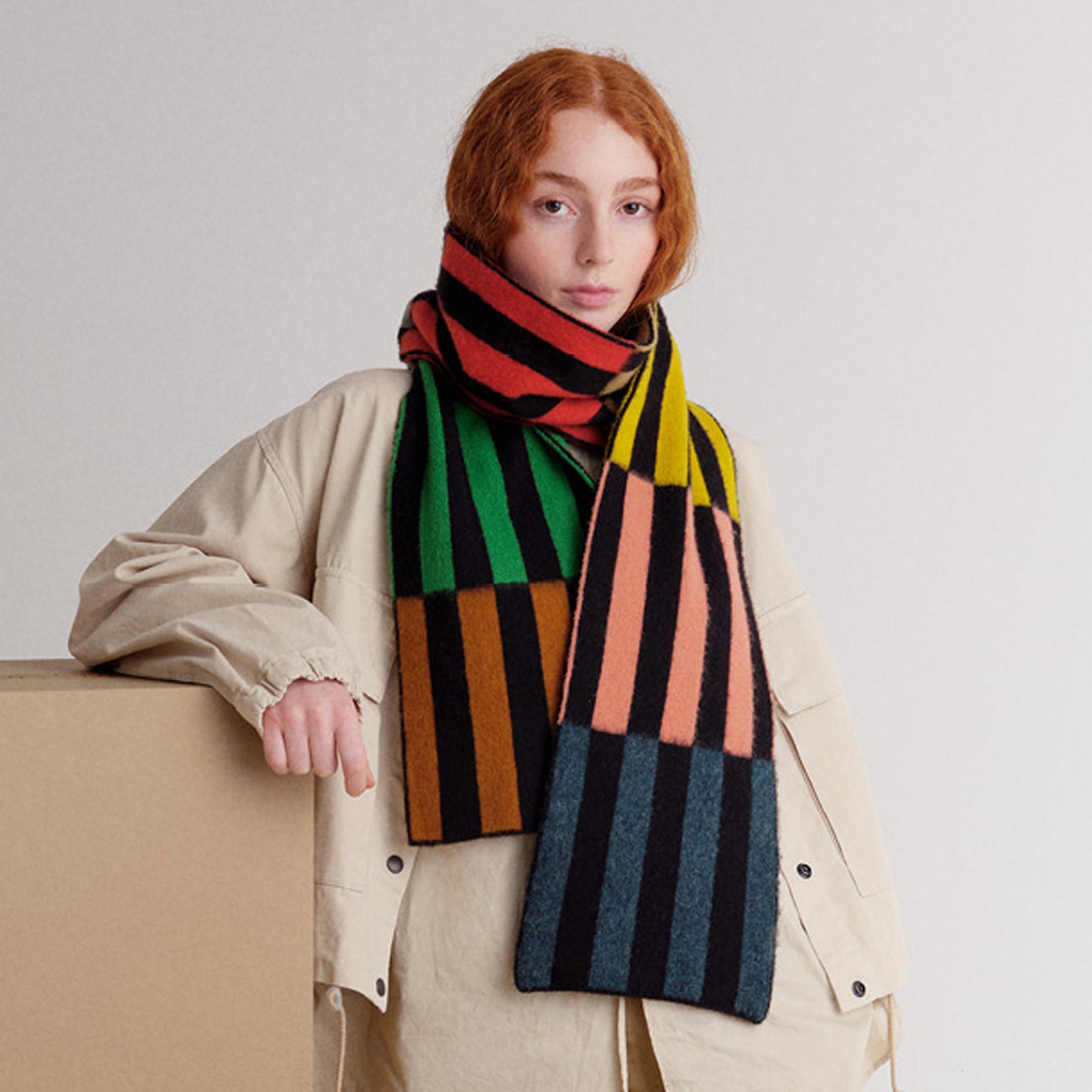 Jo Gordon Rectangles Wool Scarf - Image 2