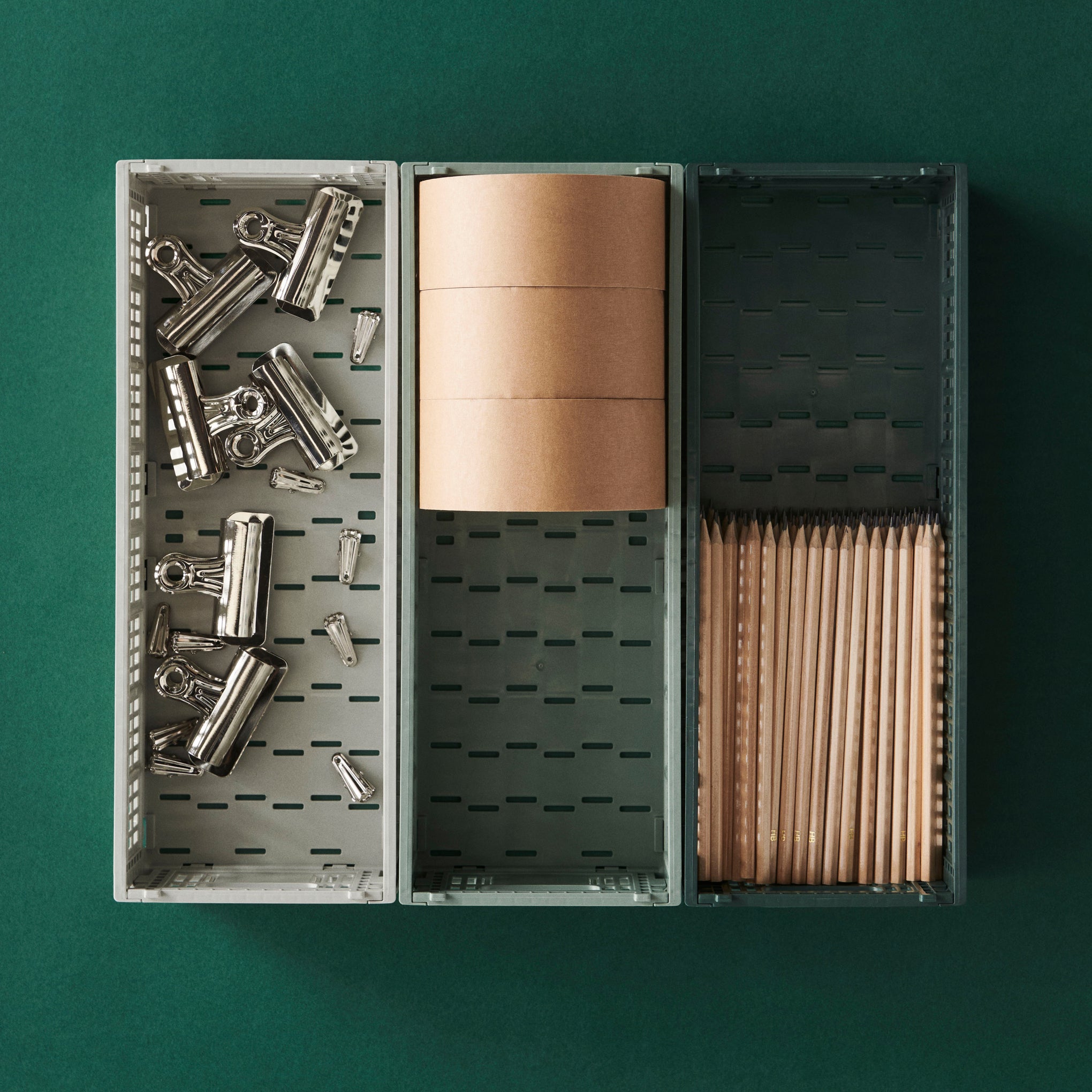 HAY Recycled Plastic Collapsible Color Crate - Dark Green - Image 3