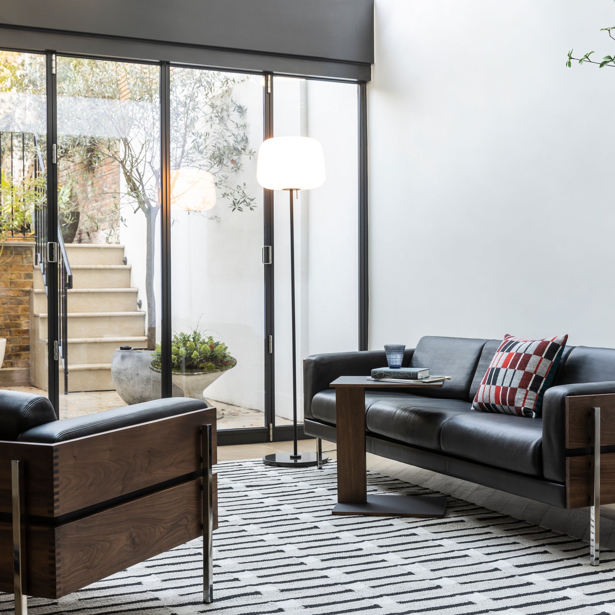 Forum 2-Seater Sofa - Walnut/ Black Leather - Image 4