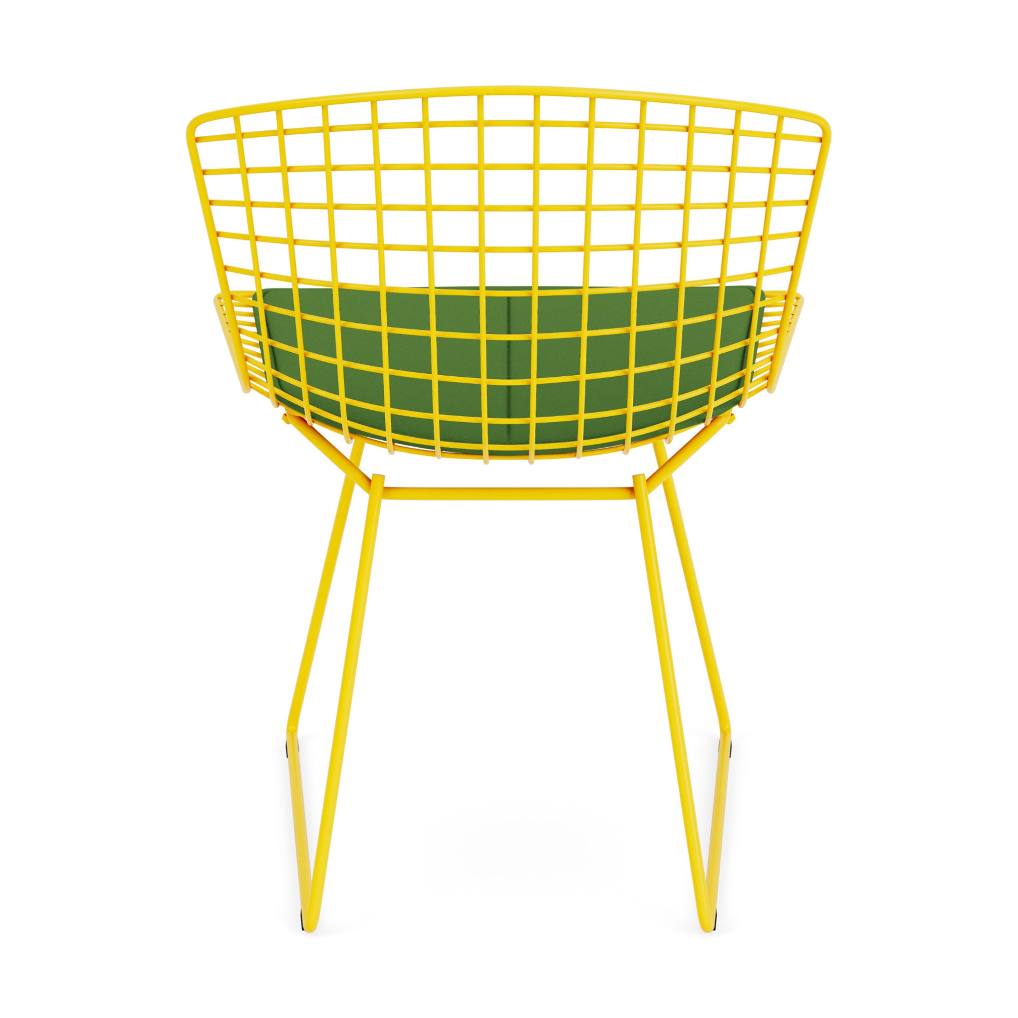 Knoll Side Chair with Cushion by Harry Bertoia - Yellow/ Evergreen - Image 4