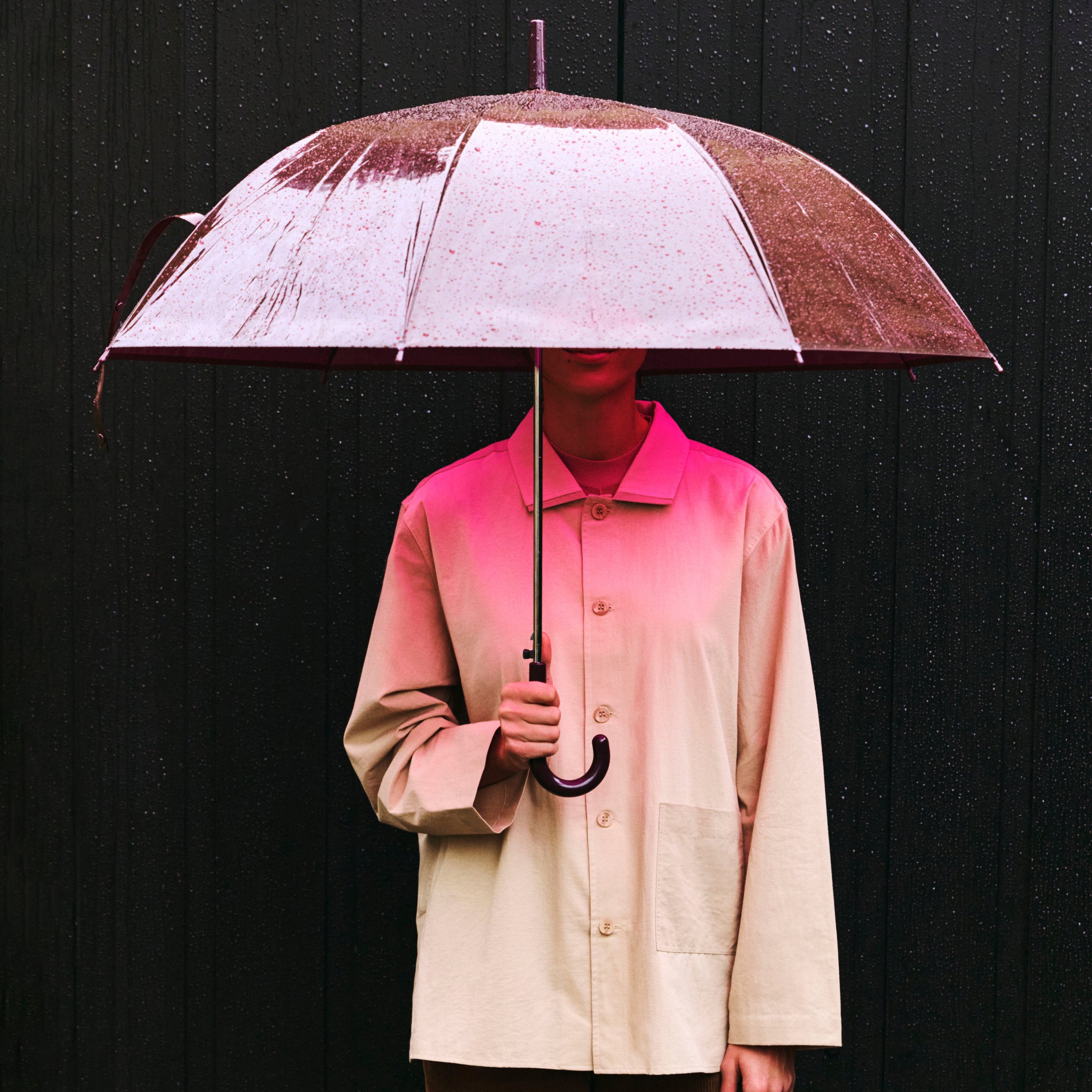 HAY Canopy Stick Recycled Plastic Umbrella - Burgundy - Image 2